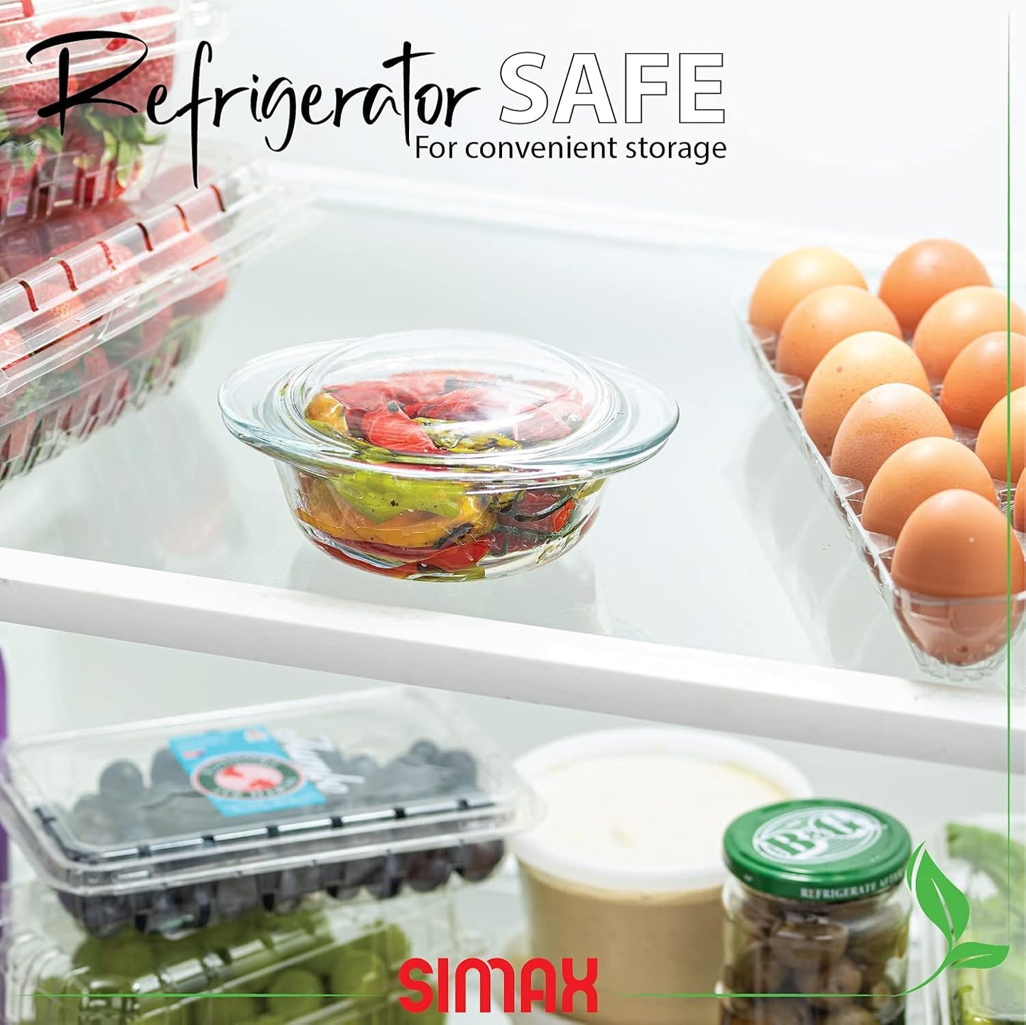 Simax Mini Glass Casserole Dish with Lid - 6.4 Oz Oven to Table Cookware | Microwave & Dishwasher Safe