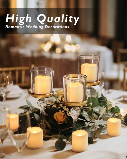 Homemory 24Pack Flickering Flameless Votive Candles,200+Hour Electric Fake Candles,Battery Operated LED Tealight for Wedding,Outdoor,Table,Halloween,Christmas Decor(Warm White,Battery Included)
