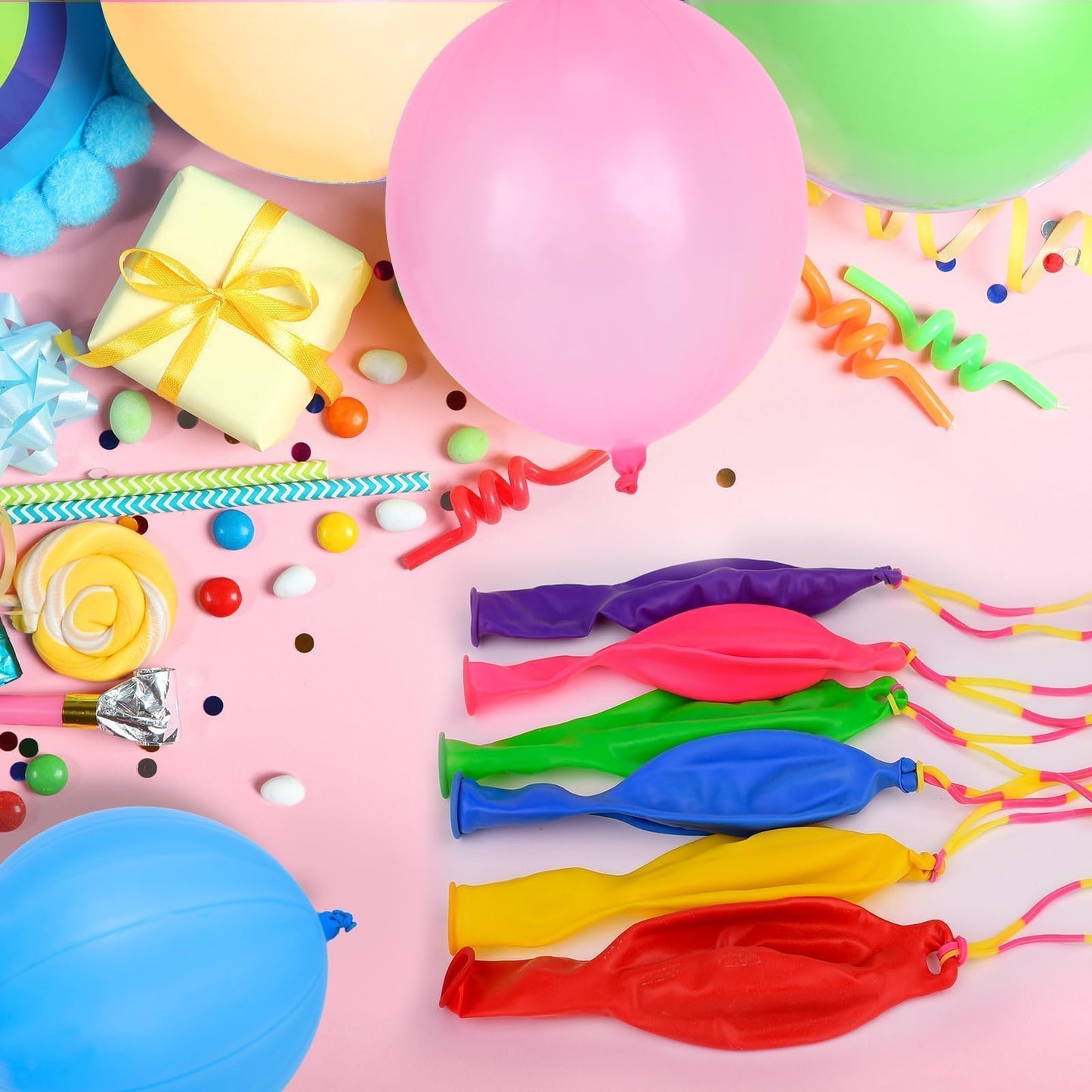 36 Pcs Pink Punch Balloons | with Rubber Band Handle for Easy Grip - Ideal for Kids’ Birthday Party Favors, Classroom & Outdoor Play(Pink)