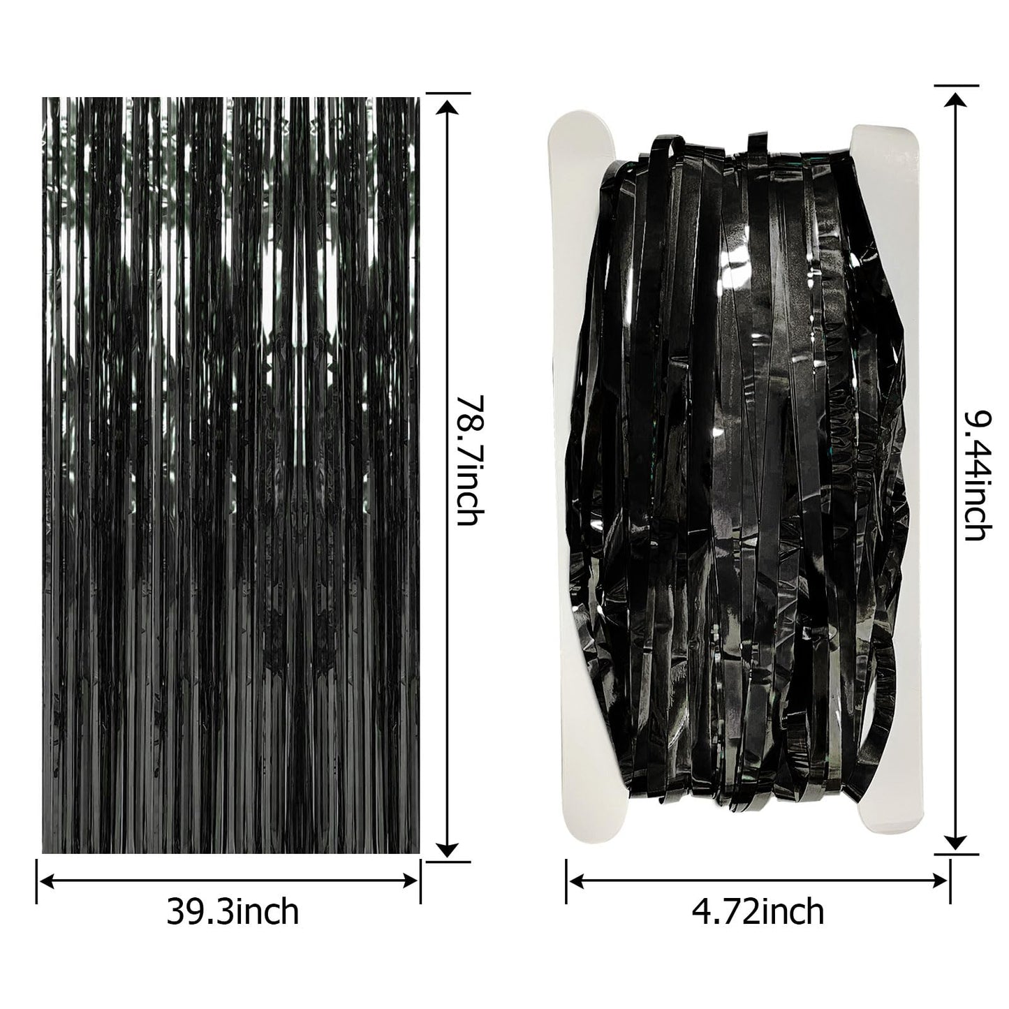 10 Pack Foil Curtain Backdrop Black Metallic Tinsel Foil Fringe Curtains Photo Booth Props for Birthday Wedding Engagement Baby Shower Bachelorette Christmas Holiday Celebration Party