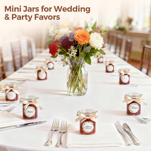 ComSaf 8oz Glass Jars with Airtight Lids (Set of 6), Cylindrical Jelly & Spice Jars for Pantry Organization, 240ml Small Canisters with Wire Clamp for Sourdough Discard, Jam, Honey & More