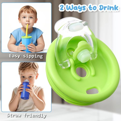 Gencywe 2 PACK Kids Double Walled Stainless Steel Cups with Straws and lids | 12 oz Spill-Proof Sippy Smoothie Tumbler Set, Small Kids Snack & Drink Water Cups, BPA-Free (Age: 3+ years old & up)