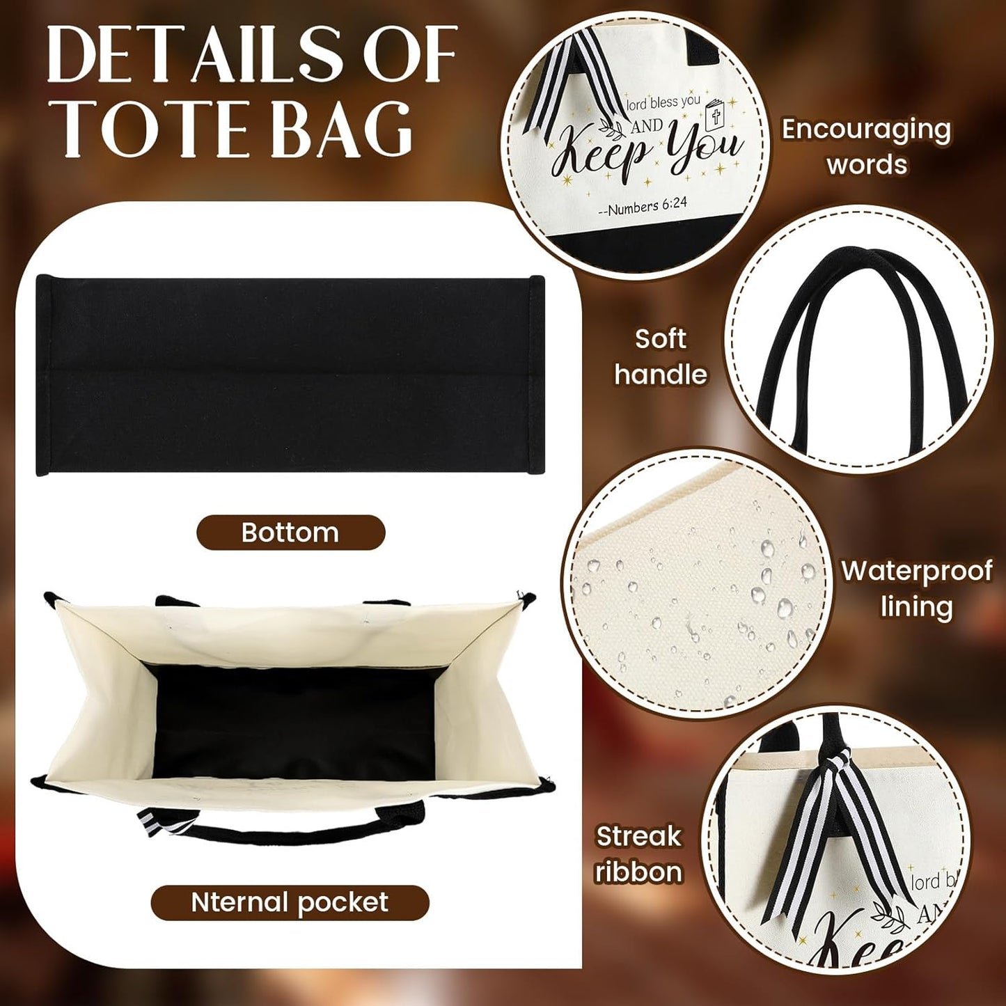 Abbylike 12 Pcs Christian Canvas Tote Bag Bulk Bible Bride Religious Beach Totes with Handle, Verse Initial Classic Grocery Bag for Women Travel