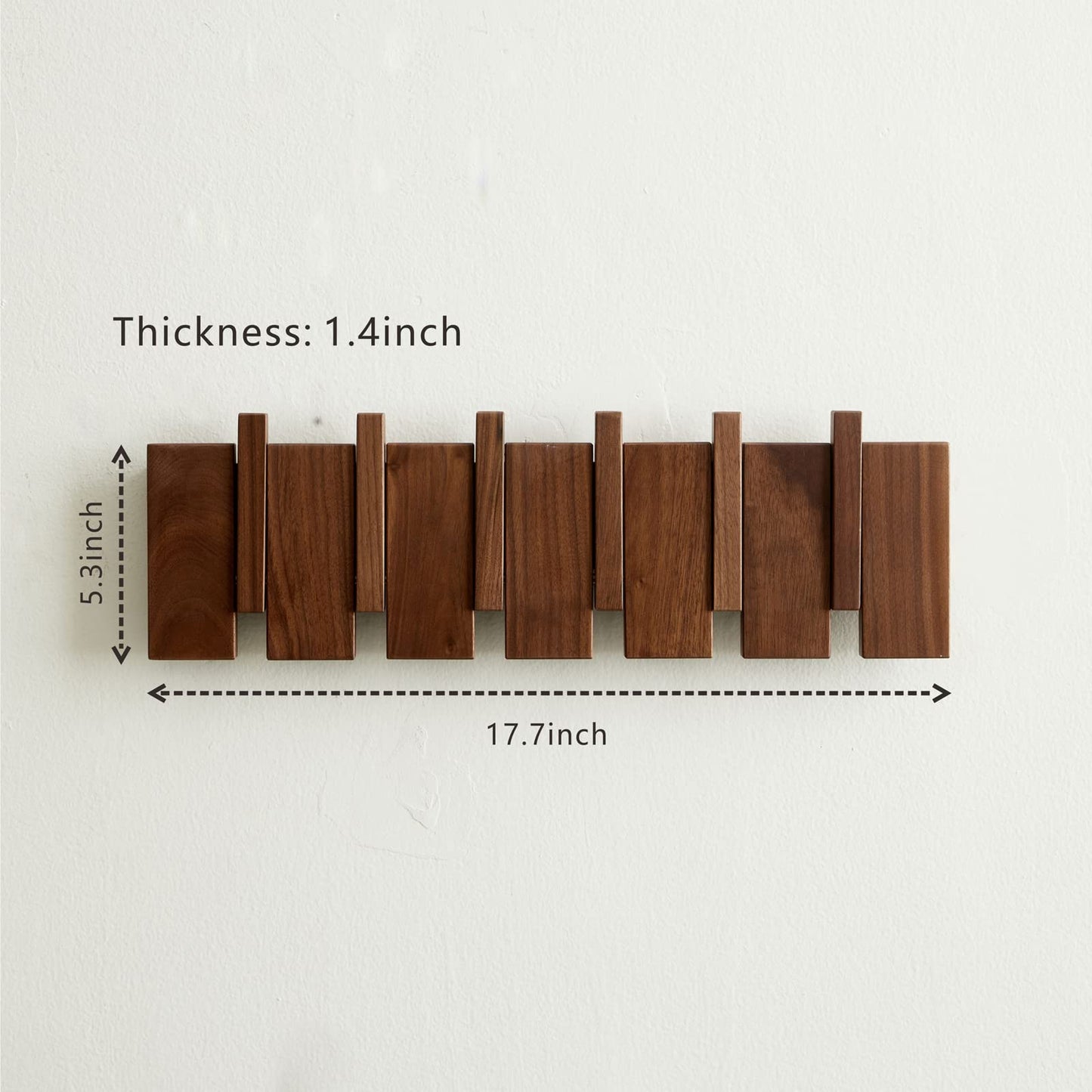 ESDOPA Wood Wall Mounted Coat Rack, Flip Down Wall-Mount Hook Racks with 6 Hooks, Entryway Hanger Art Hook for Hanging Coats Keys Hats Towels Bags, Walnut