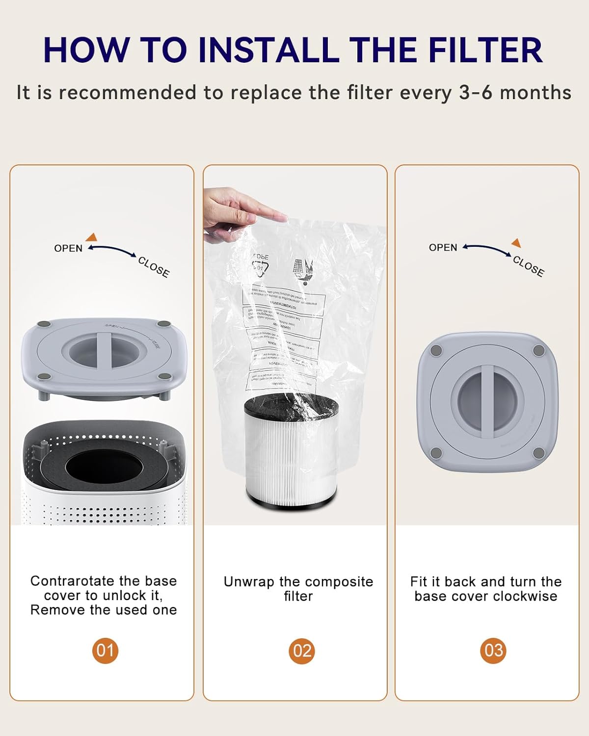 Tailulu H13 True HEPA Air Purifier - Quiet 15dB for Large Rooms up to 1500ft² | Ideal for Pets, Dust & Odors