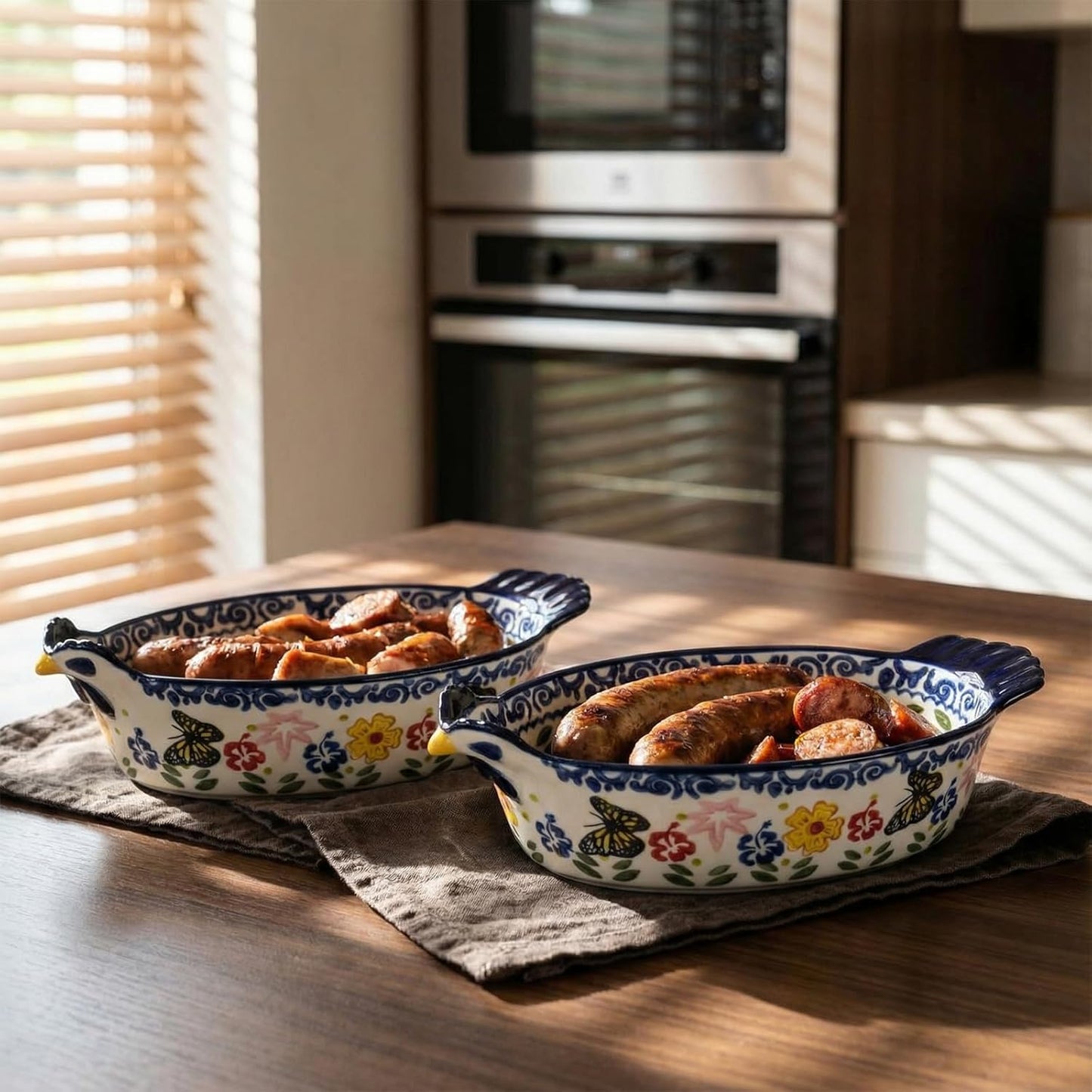 Uiifan 27 oz Ceramic Casserole Dish - Vintage Chicken Shape Bakeware | Oven & Dishwasher Safe