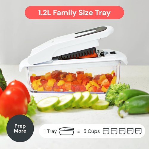 Fullstar Vegetable Chopper & Mandoline Slicer - 7-in-1 Kitchen Food Chopper with Container & Grater (White)
