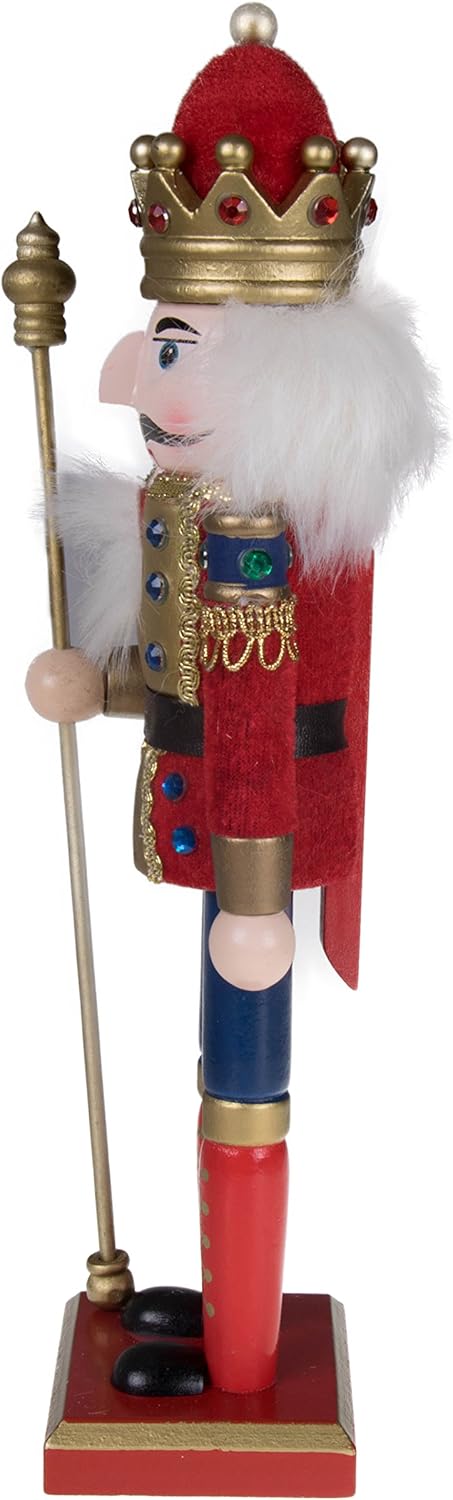 Red Prince 12-Inch Wooden Nutcracker - Festive Christmas Décor for Shelves & Tables