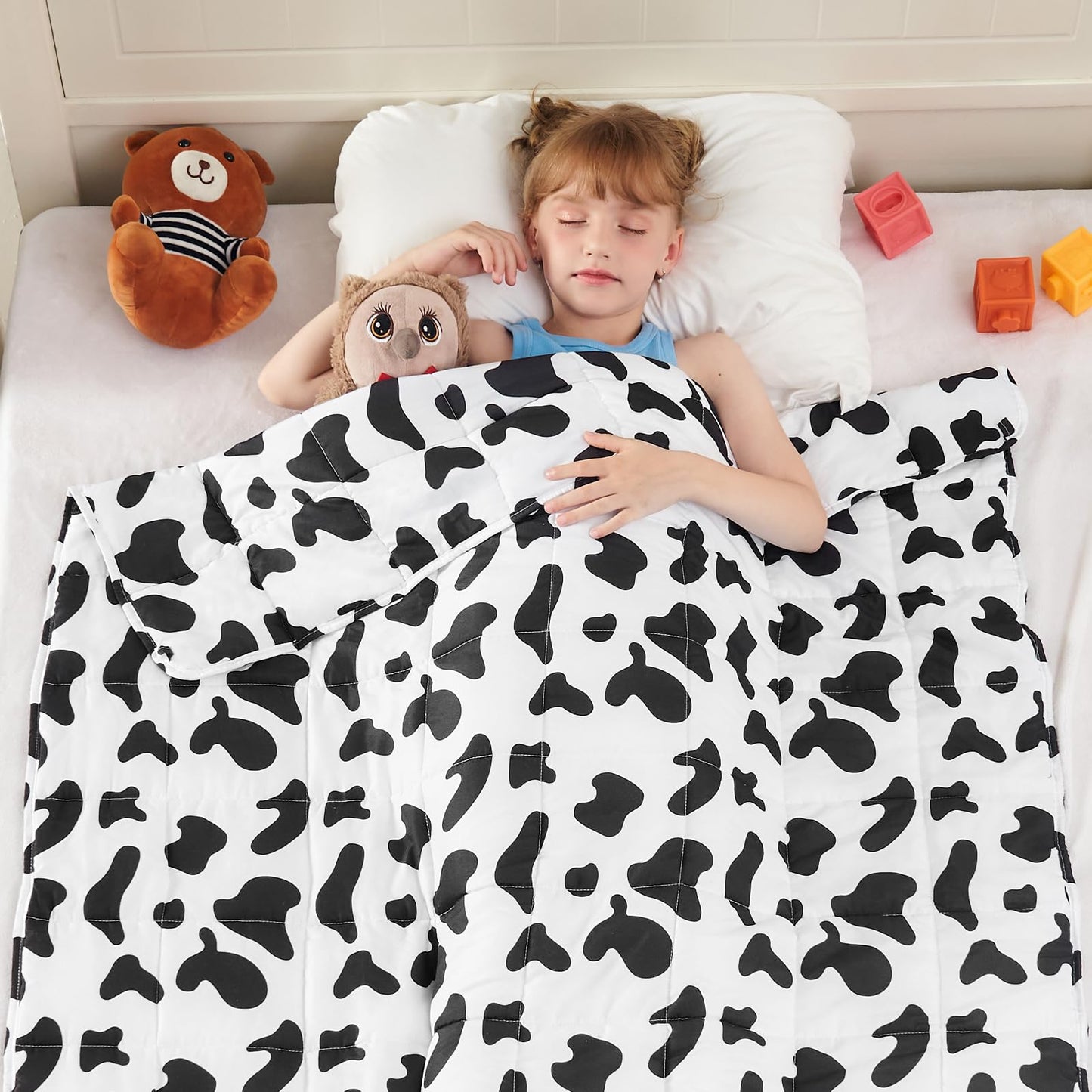 yescool Weighted Blanket 3 Pounds Cooling Weighted Lap Blanket, Cow Print Heavy Blanket for Sleeping, Comfortable Weighted Throw Blanket for 20-40lbs,36"x48"