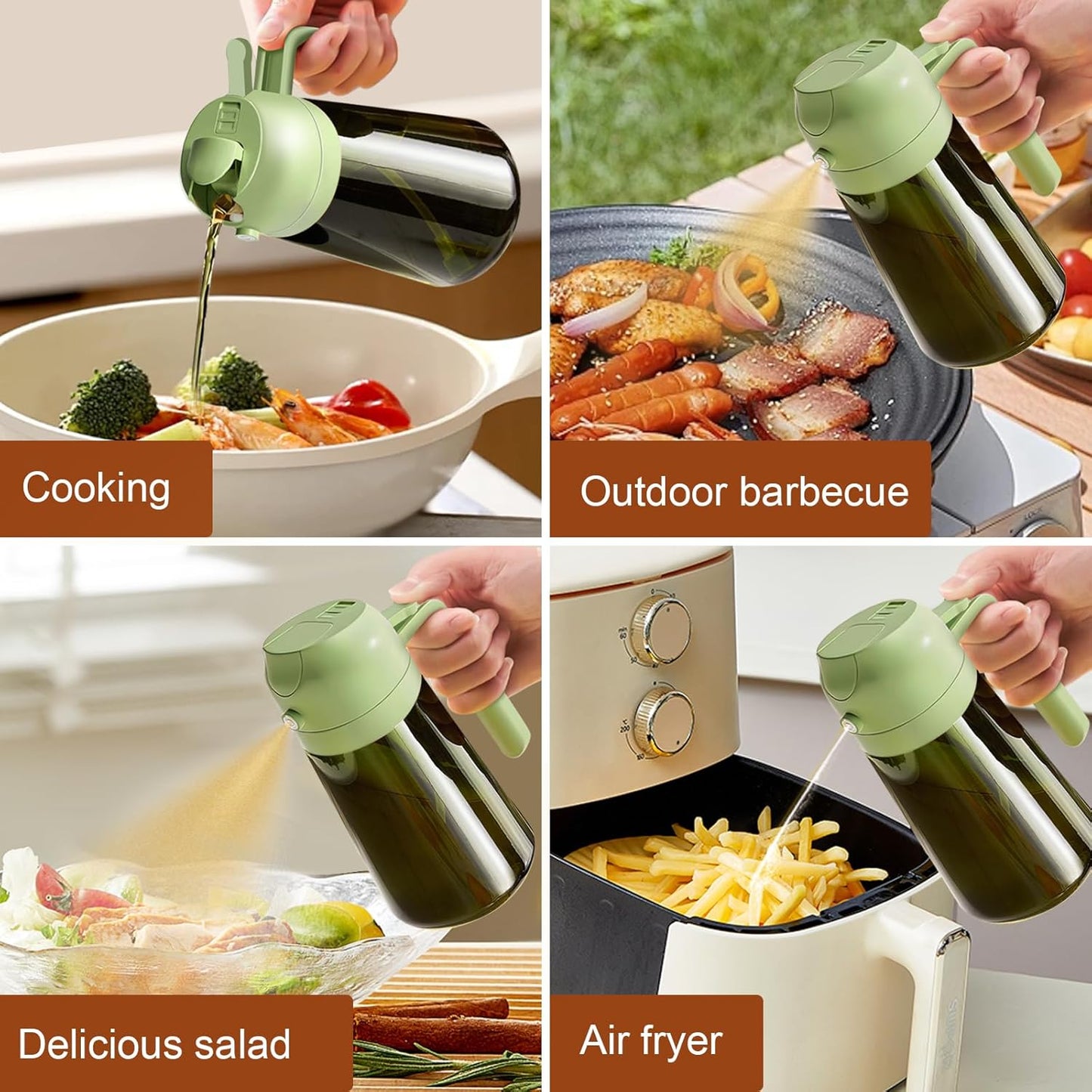 YARRAMATE Light Blocking Oil Sprayer - 16oz Food-Grade Olive Oil Dispenser Bottle | Premium Dark Green Glass for Cooking & BBQ