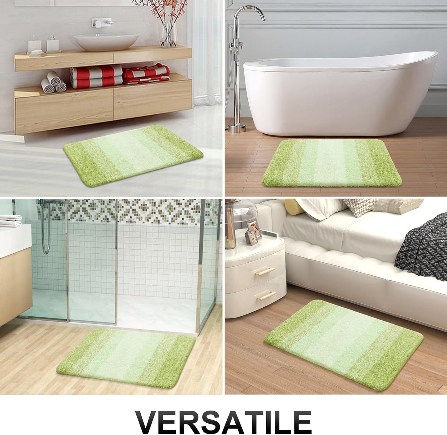 OLANLY Bathroom Rug Mat - Extra Soft Microfiber Non-Slip Bath Carpet | 30x20 Light Green