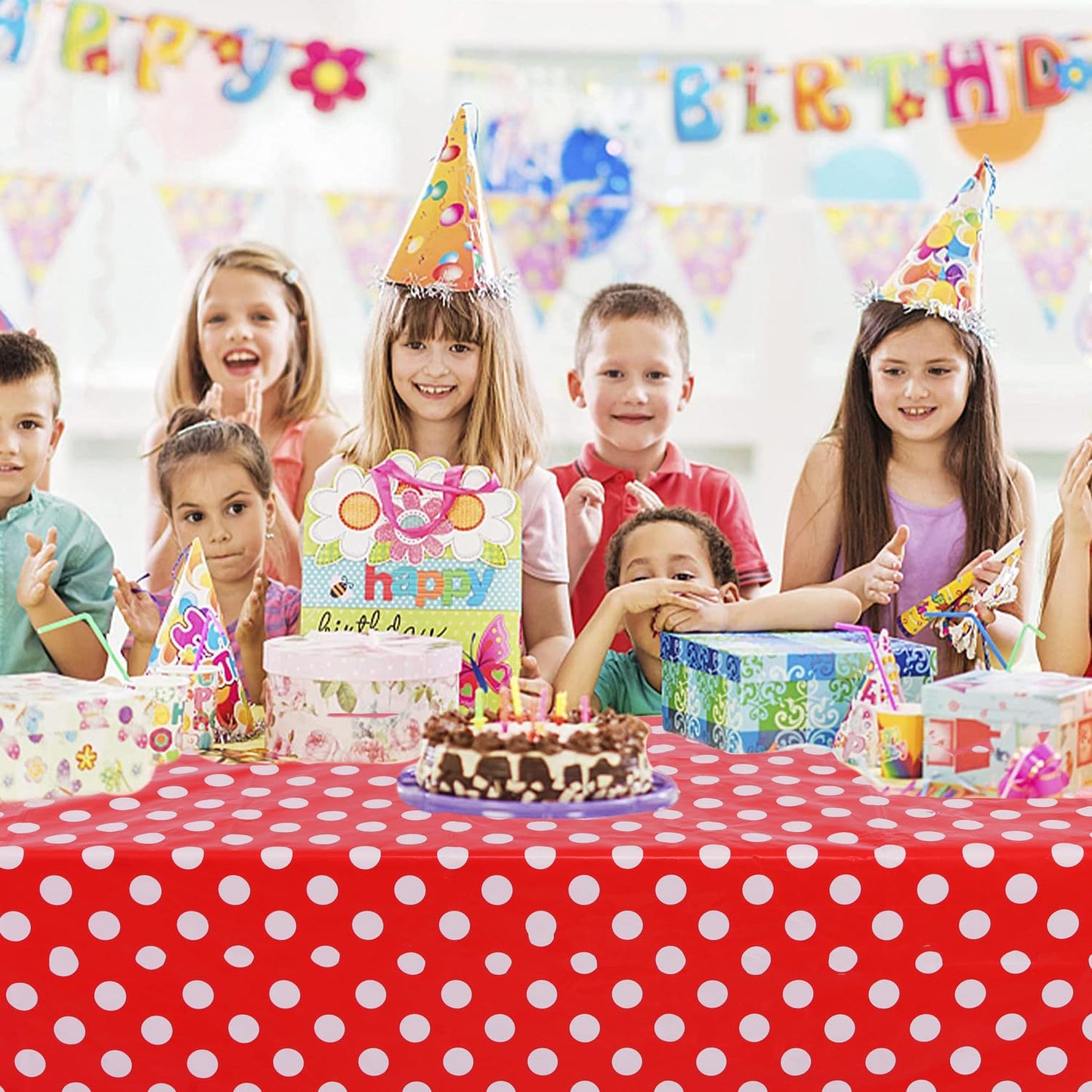Kesfey 3 Pack Red Polka Dot Table Cloths 54 x 108 Inch Mickey Minnie Mouse Tablecloth Disposable Plastic Red Waterproof Rectangle Picnic Table Covers Christmas Carnival Tablecloths for Birthday Party