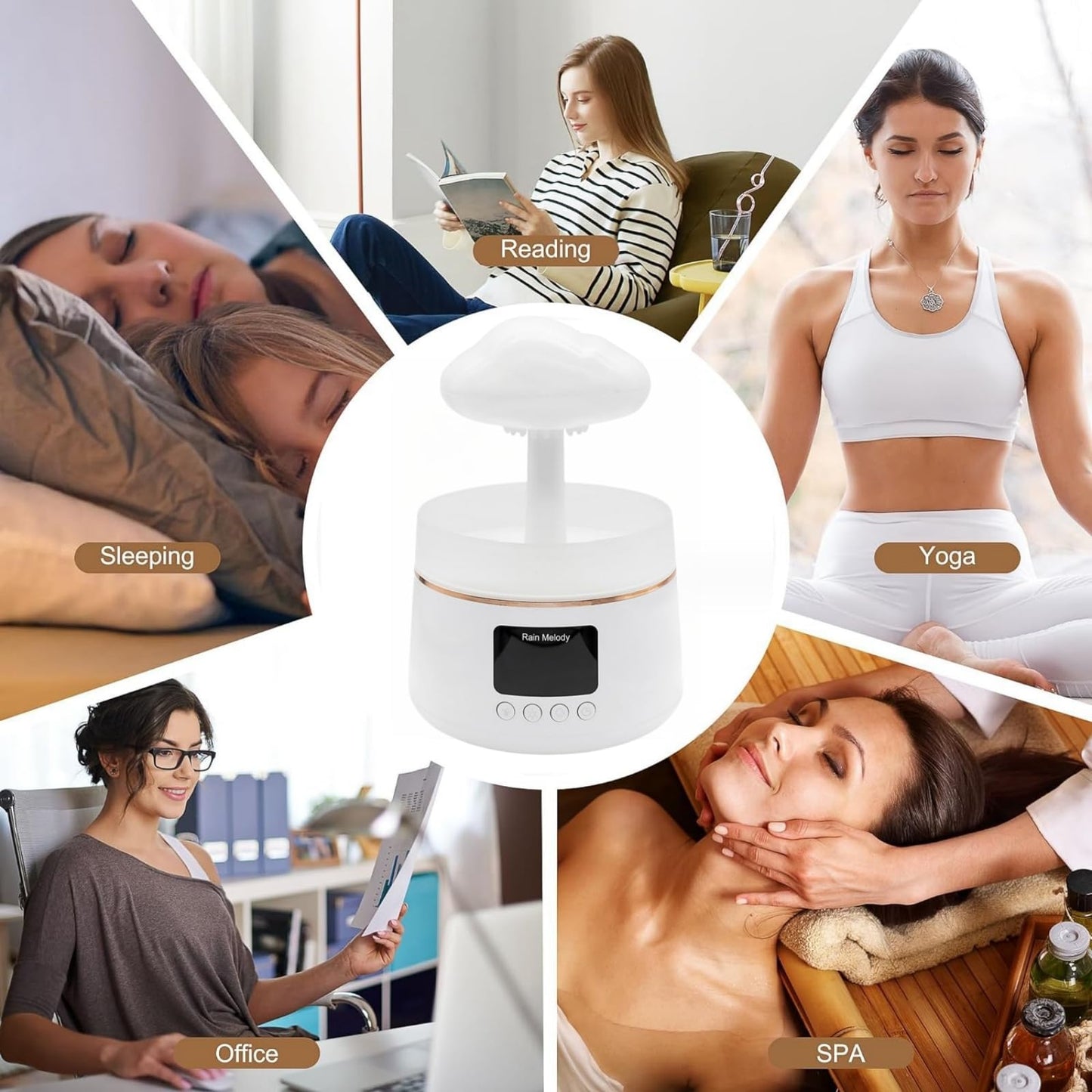 30db silent rain cloud humidifier for bedroom,3 types brightness and 7 color lighting humidifier, equipped with remote control & Bluetooth music, rain humidifier water dripsimulating rain sound sleep