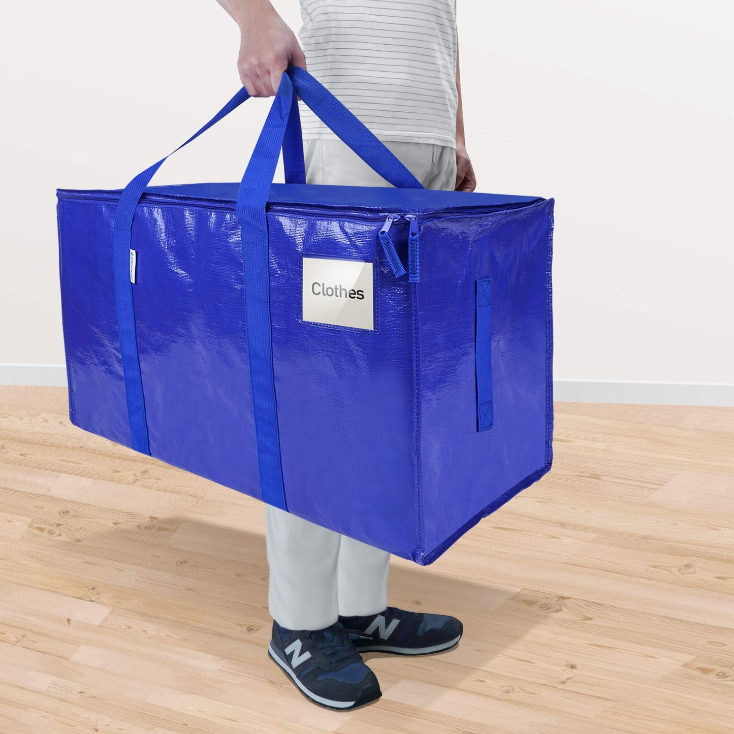 TICONN 4 Pack Extra Large Moving Bags Heavy Duty with Zippers & Carrying Handles, Durable Storage Bags Moving Boxes for Closet Organizers and Storage (4 Pack, Sky Blue)
