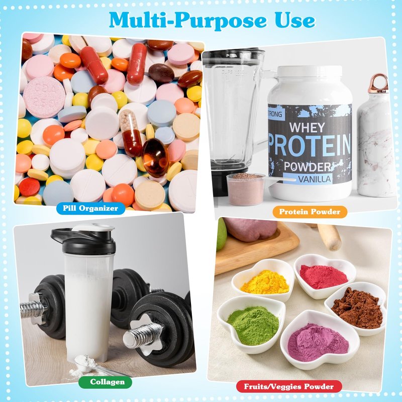 55 Pcs Protein Powder Travel Container Set - Protein Powder Container To Go, Single Dose Kit Reusable Powder Supplement Packets, Portable Powder Organizer Zip up Bags with Funnels, Spoons, Labels