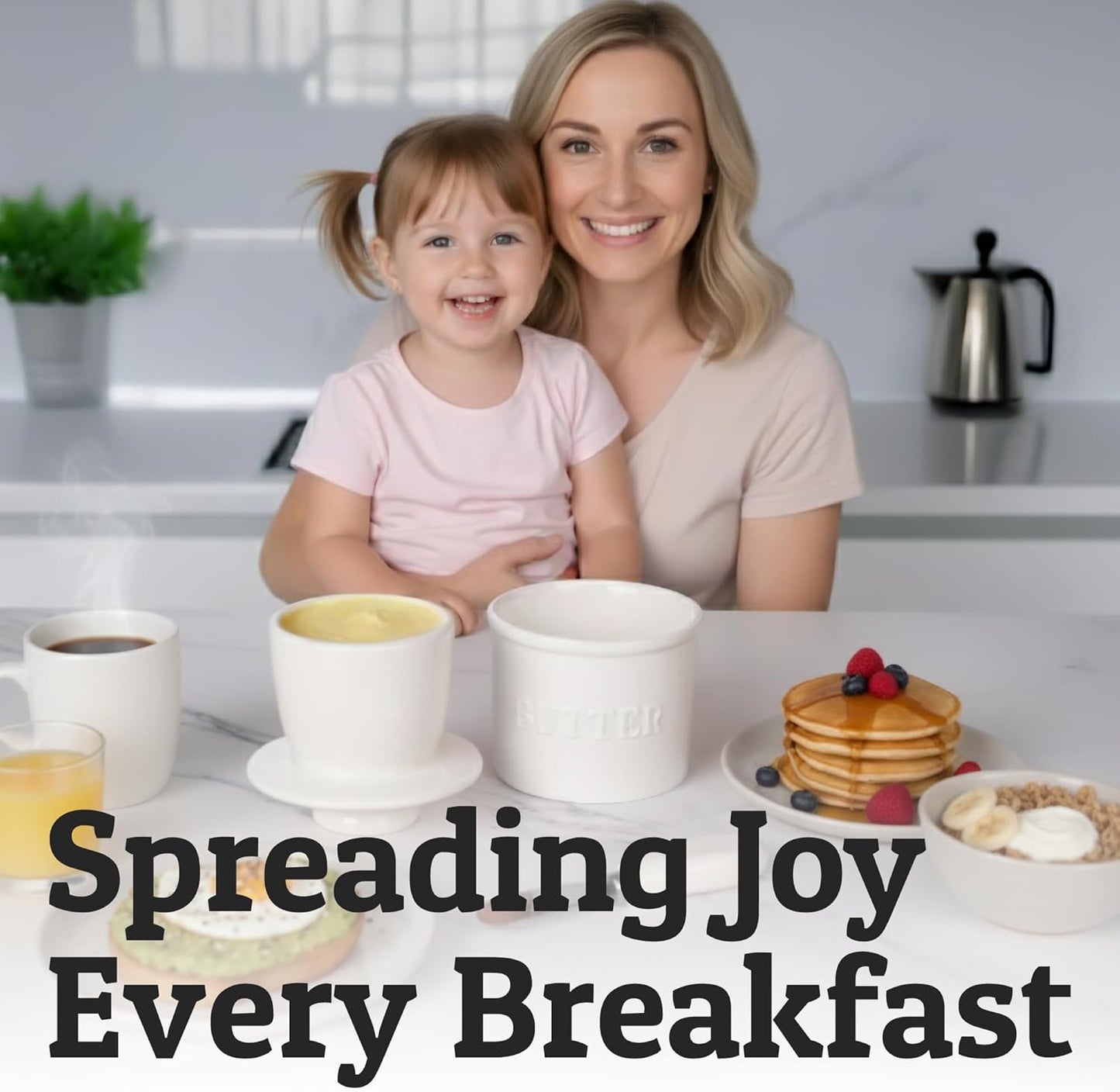 PriorityChef French Butter Crock - Keep Butter Fresh & Spreadable | Ideal Kitchen Gift - White