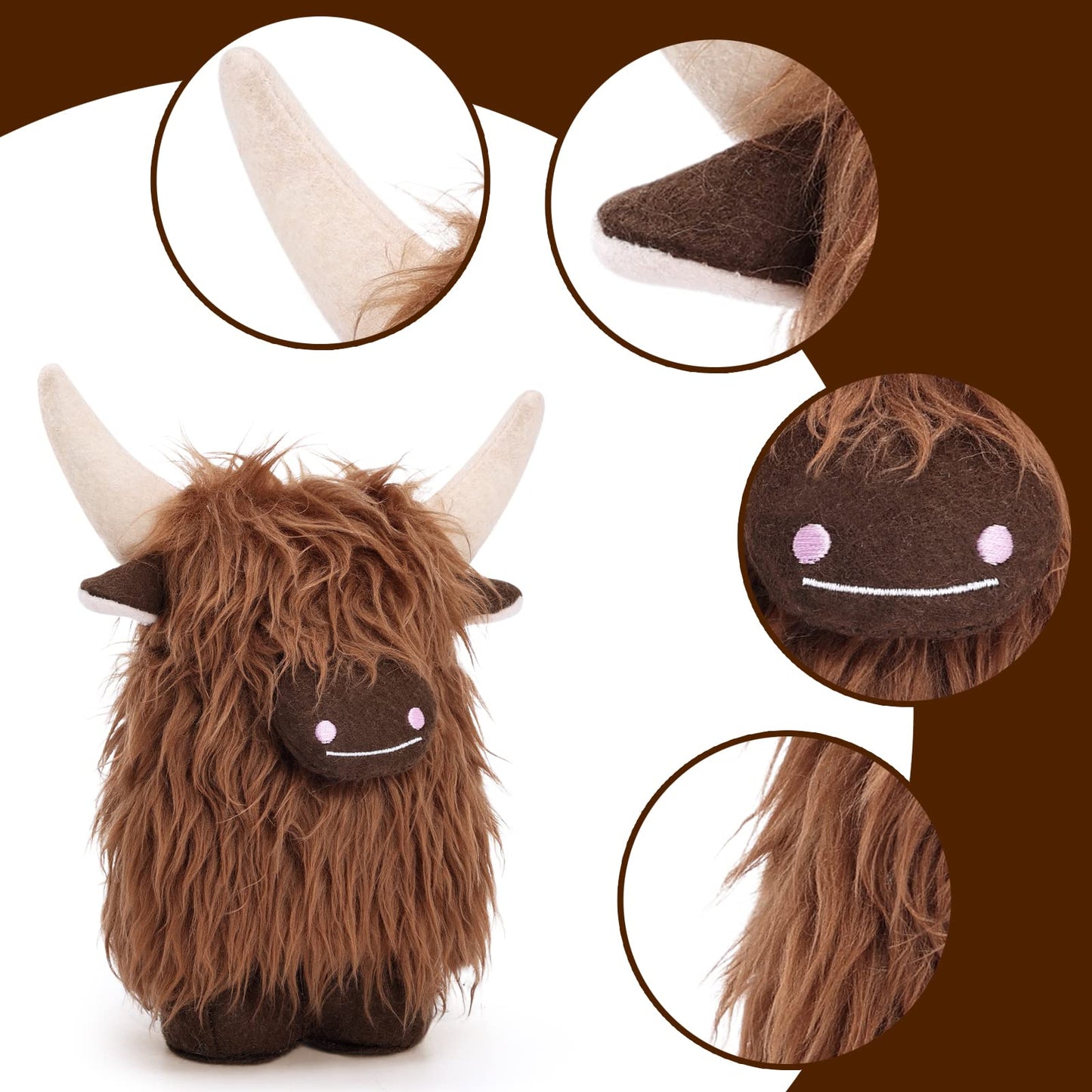 Upltowtme Highland Cow Gnomes Black Brown Cream Scottish Tomte Decor Farmhouse Nordic Dwarf Home Decoration Little Calf Gnomes Herd Collection Travel Gift for Her Set of 3