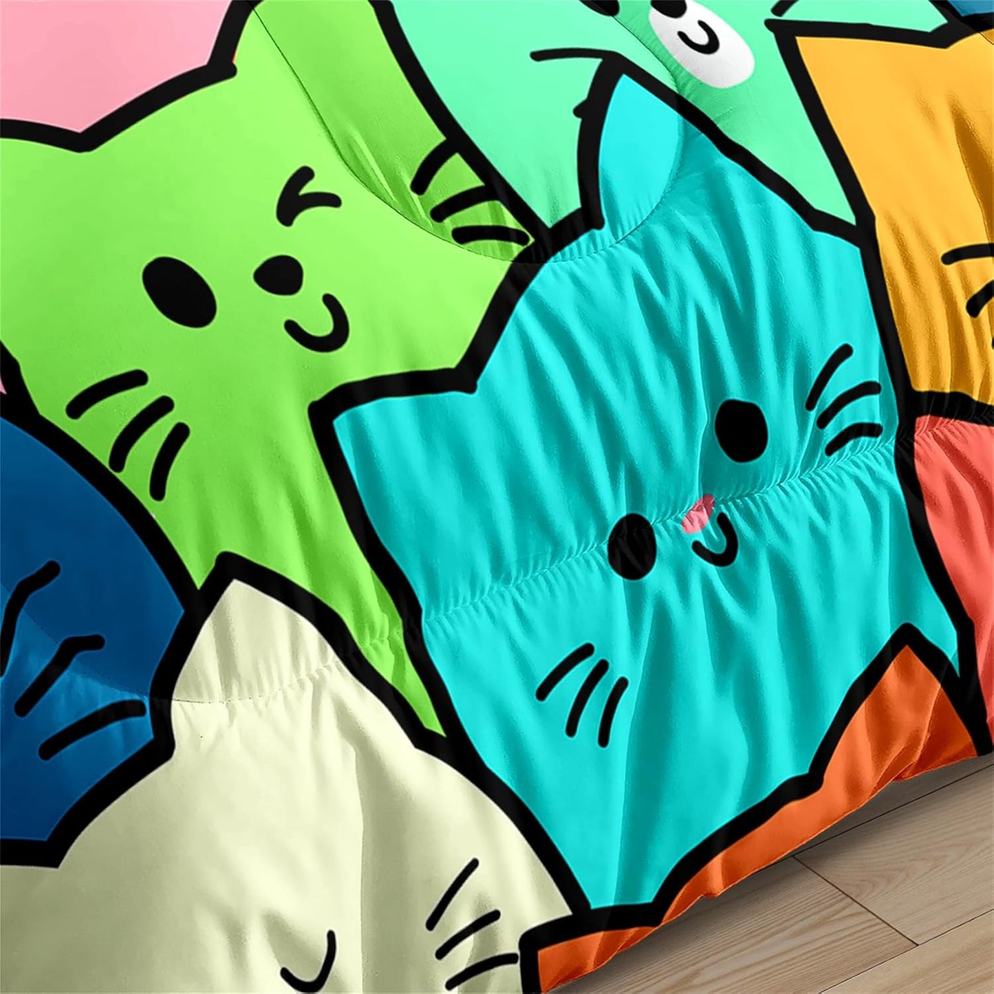 Cute Cartoon Dinosaur Bedding Set, Ultra Soft Full Size Comforter Set for Boys, Lovely Dinosaur Printed Comforter for Kids Teens, Dark Blue Microfiber Quilt for All Season 3Pcs with Pillowcases