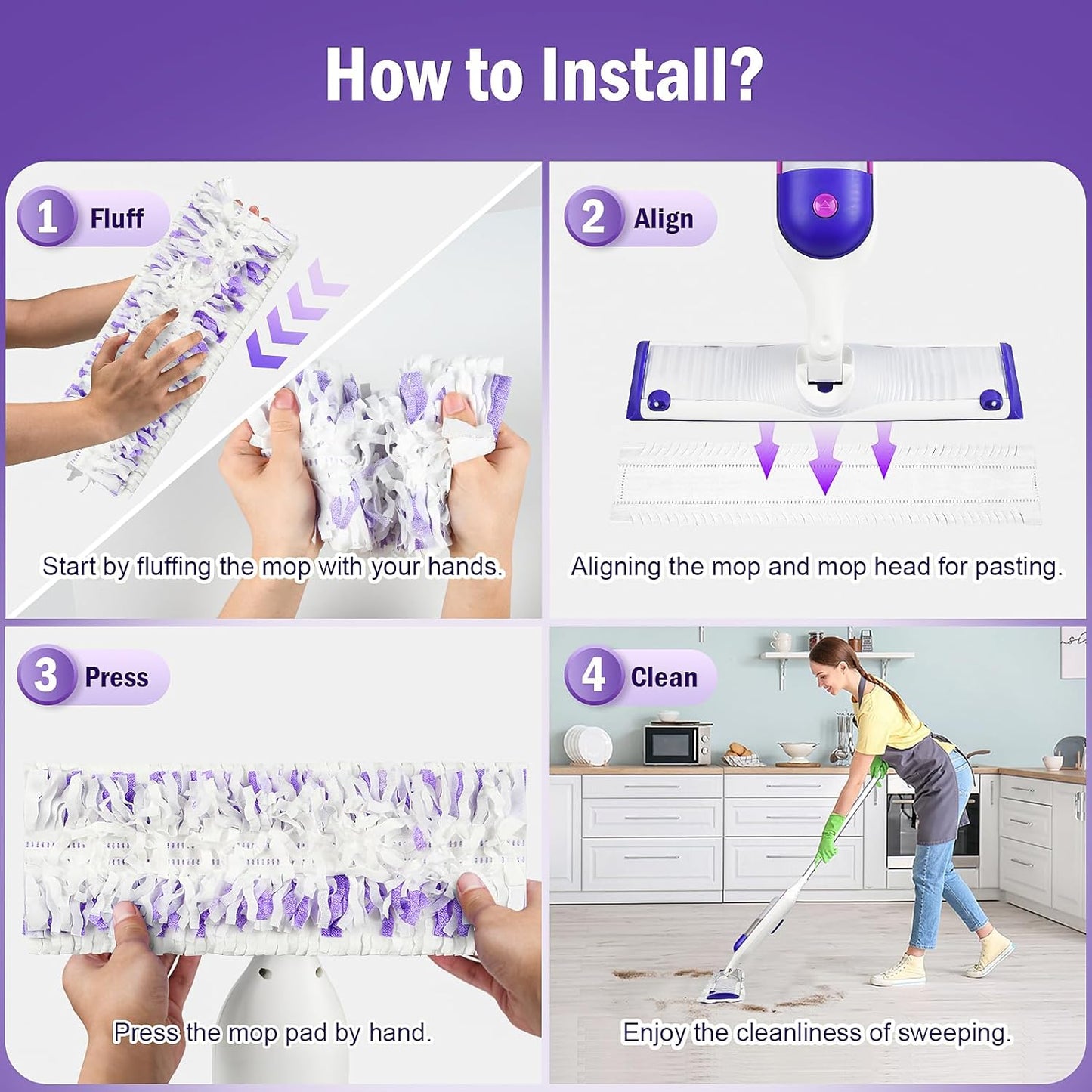 Skiennix 40 Pack Disposable Refill Pads - Multi-Surface Replacement Spray Mopping Pads for Safe Floors