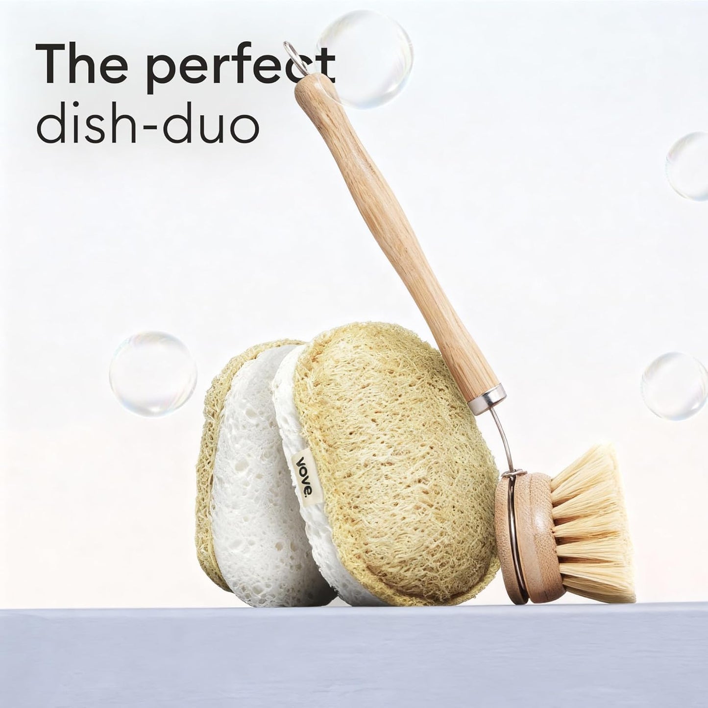 Vove Eco-Friendly Scrub Sponges - 4 Pack of Natural Loofah & Cotton Kitchen Pads | FSC-Certified