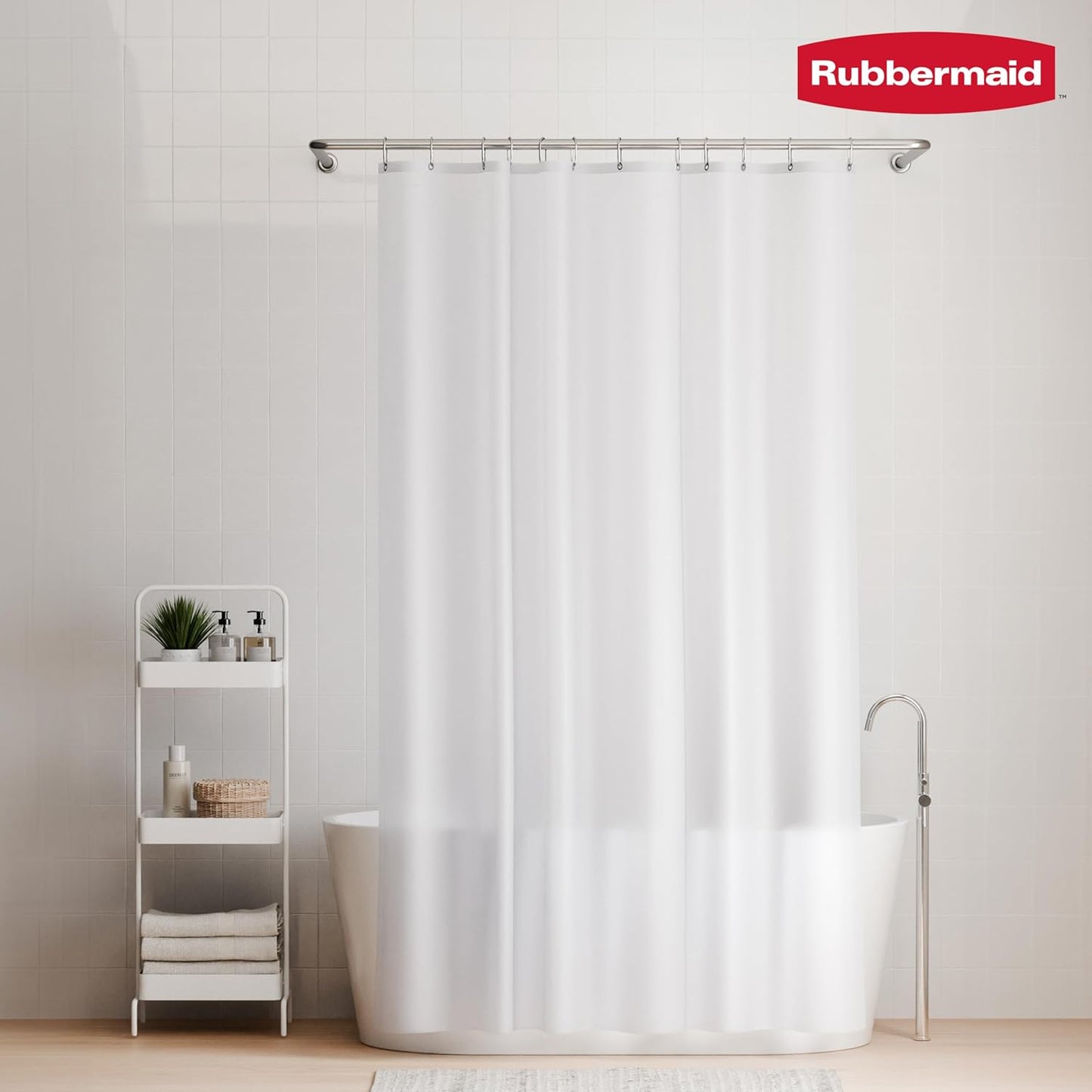 Rubbermaid Waterproof Heavyweight PEVA Shower Curtain Liner - Charcoal Gray, 70x72 Inches