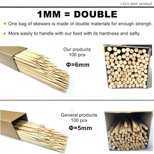 HOPELF 30" Natural Bamboo Skewers Sticks for Marshmallows,S'Mores,BBQ,Kabob,Grilling,Barbecue,Roasting,Camping.More Size Choices 6"/8"/10"/12"/14"/36"(100 PCS)