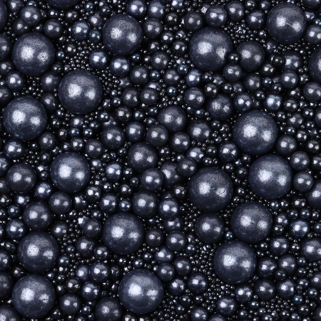 Cobakey Black Sprinkles for Cake Decorations Edible Pearl Sprinkles for Cupcake Toppers Wedding Party Valentines Halloween Christmas Supplies 3.52 ounce