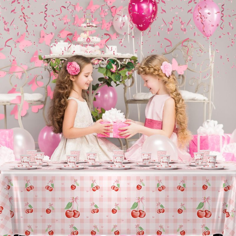 MEHOFOND Pink Bow Floral Baby Shower Party Decorations, Coquette Sweet Girl Paper Plates Cups and Napkins Set, Pastel Pink Bowknot Disposable Tablewares, Baby Girl Baby Shower Party Supplies, Serve 24