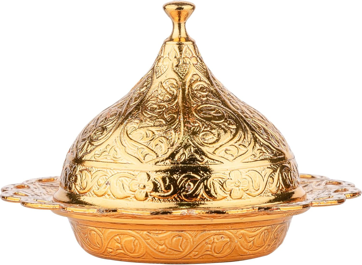 Alisveristime Ottoman Turkish Greek Arabic Espresso Coffee Cups with Saucer and Lid (Set of 2) (Hilal) (Silver)