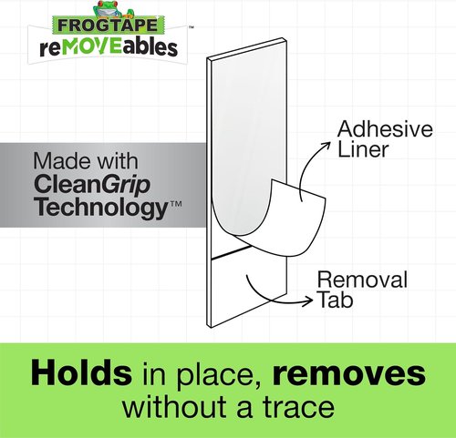 FrogTape ReMOVEables Heavy Duty Wall Hooks - No Damage & Easy to Remove - White - Holds Up to 5 lbs (Pack of 1)