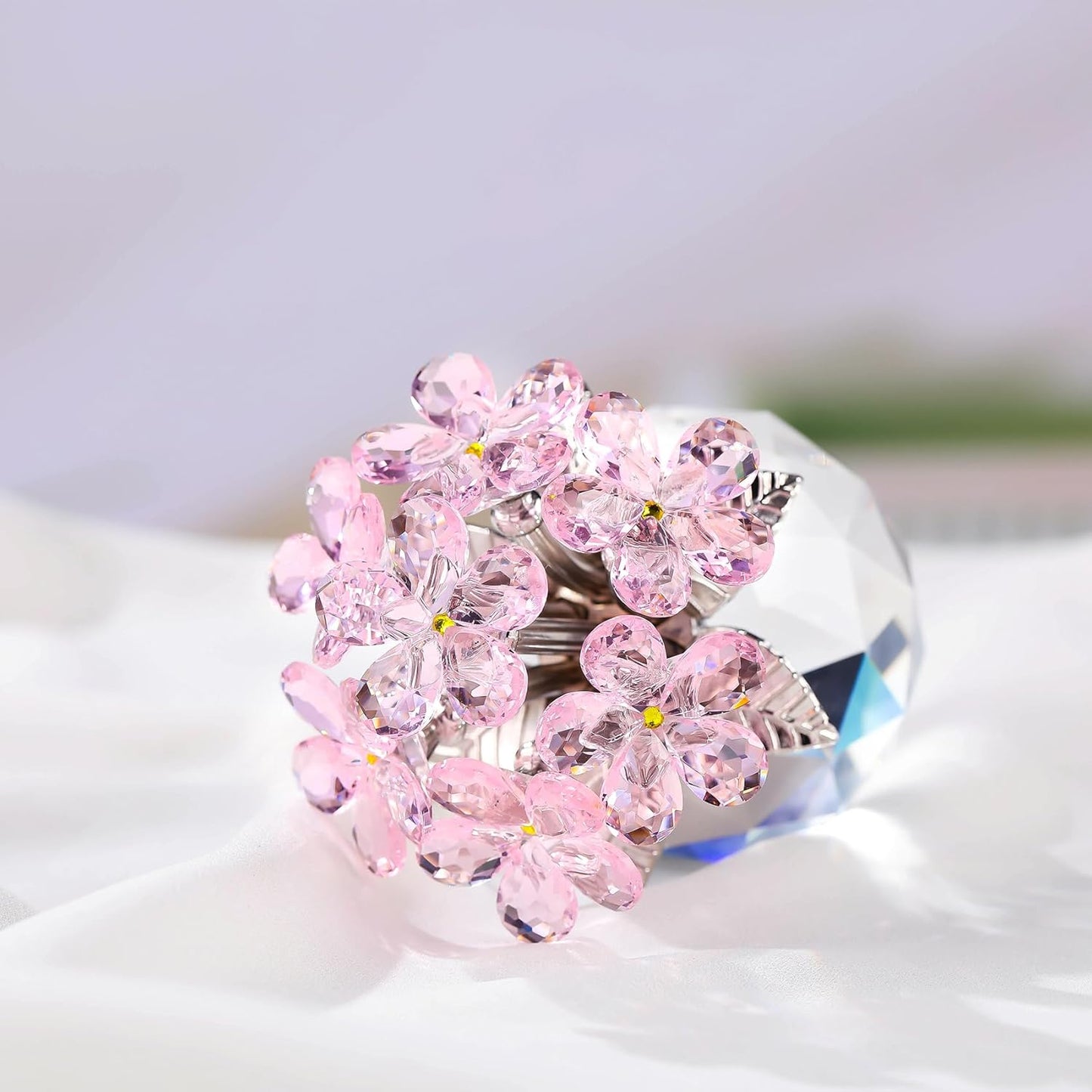 Ornalrist Pink Crystal Forget-Me-Not Flower Figurine - Meaningful Gifts for Women & Moms | Collectible Glass Decor