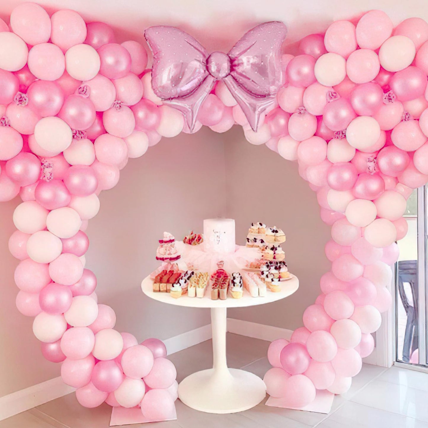 PartyWoo Pearl Pink Balloons 140pcs Different Sizes of 18 12 10 5 Inch Light Pastel Baby Pink Balloon Arch Kit Garland for Girl Baby Shower Princess Gender Reveal Birthday Party Decorations Pink-Z44