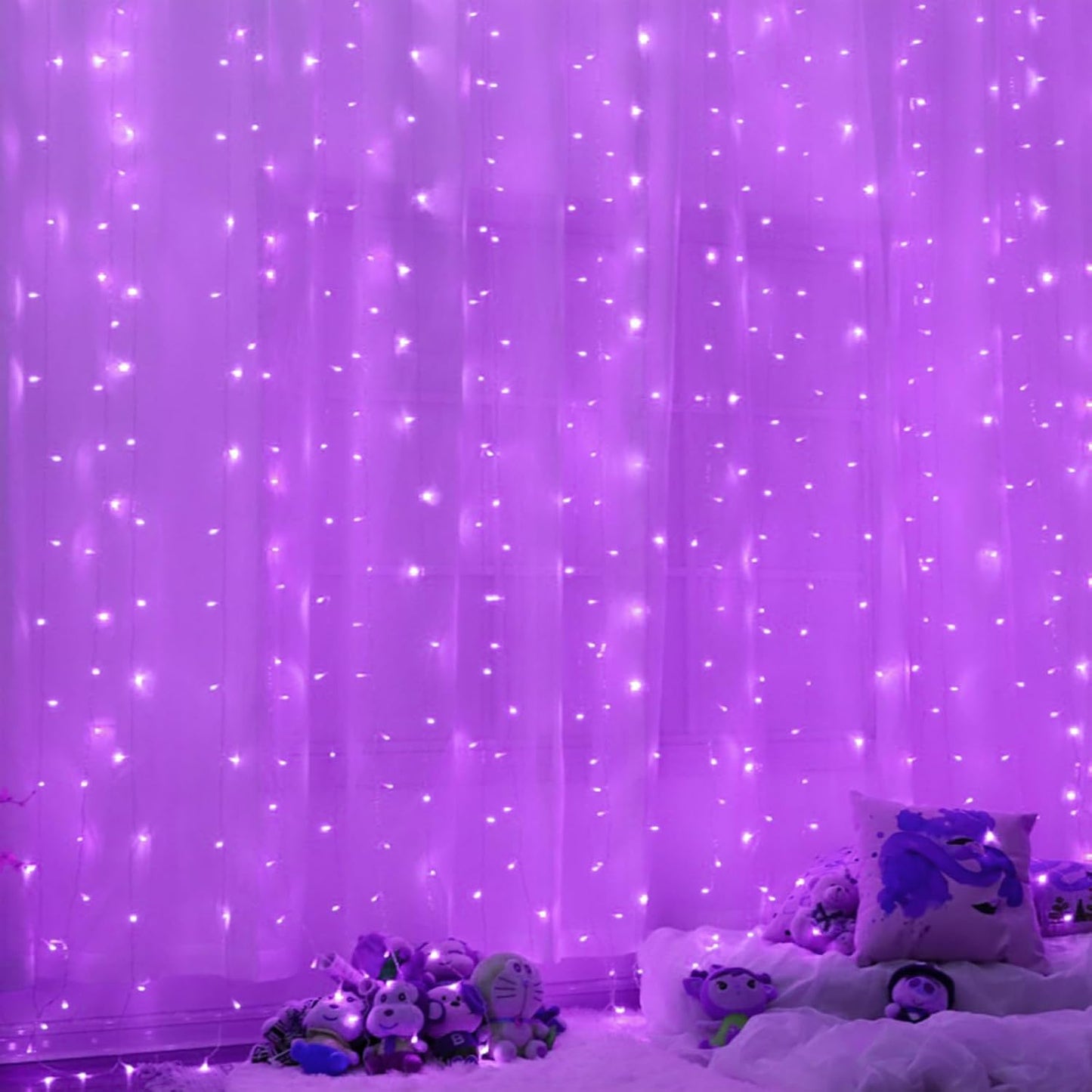 300 LED Twinkle Star Curtain String Lights - Warm White for Wedding, Home & Garden Decor