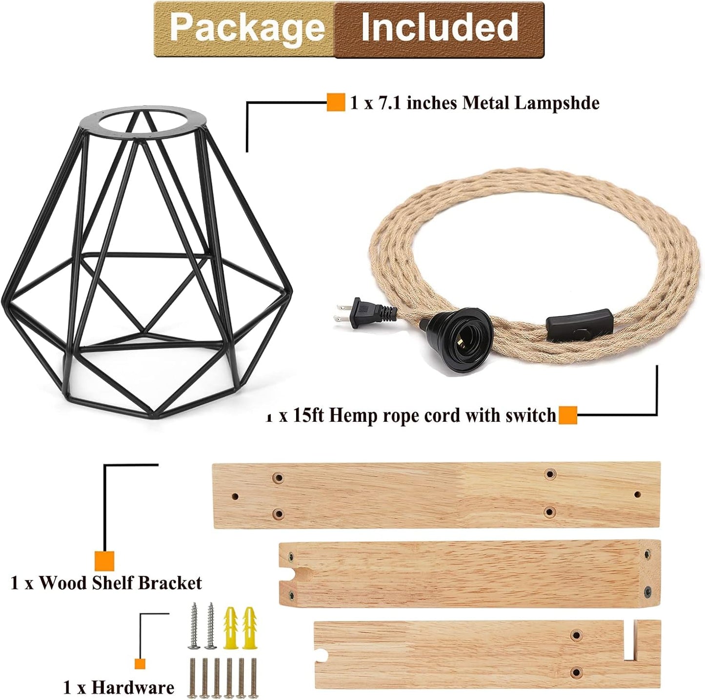 Frideko Wood Wall Sconces Set of Two Plug in, Rustic Wall Lamp with Plug in Cord, Farmhouse Wall Light Fixtures with 8.21FT On/Off Switch Cord, Indoor Sconces Wall Lighting for Bedroom Living Room