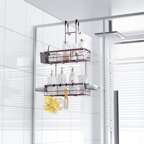 Aitatty Over The Door Shower Caddy - Rustproof Hanging Organizer for Bathroom | Bronze Finish