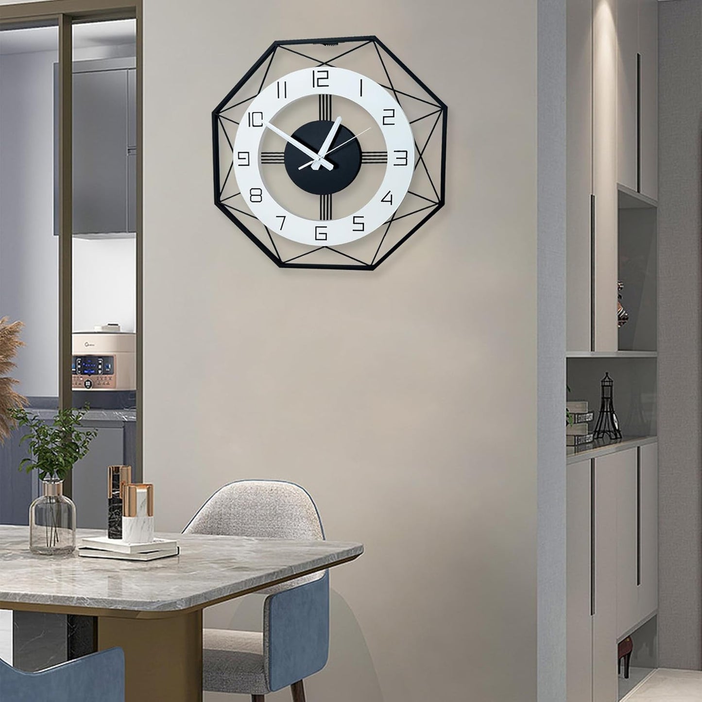 Large Wall Clock for Living Room Decor, Modern Decorative Silent Wall Clock, 15.7 Inch Big Wall Clocks Battery Operated Non Ticking Decoration Clocks Wall for Home Decor Bedroom Kitchen Office House