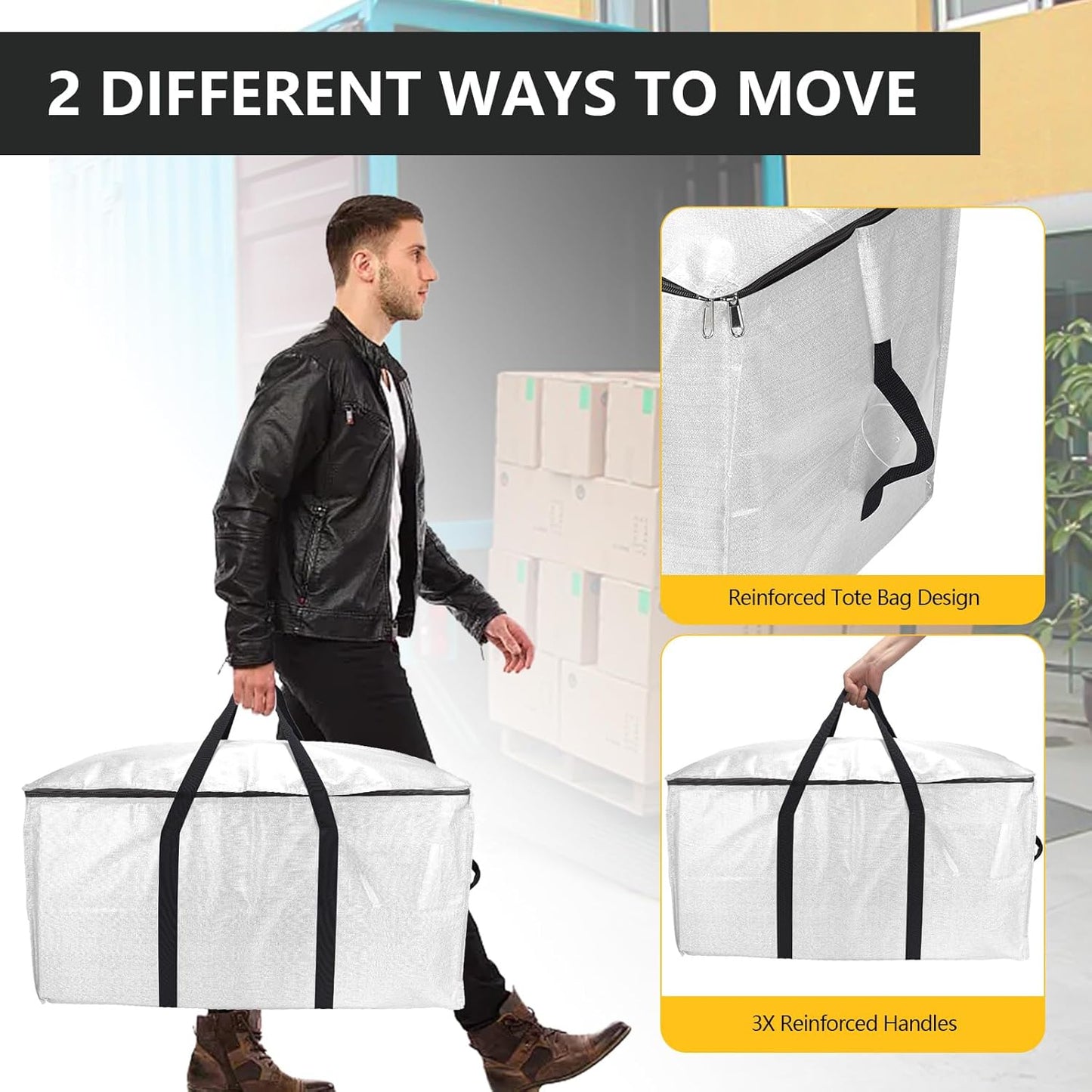 Skiennix Extra Large Storage Bags Set - Heavy Duty Waterproof Totes with Dual-Way Carrying Design | 6 Moving Bags & 10 Vacuum Seal Bags for Travel and Camping
