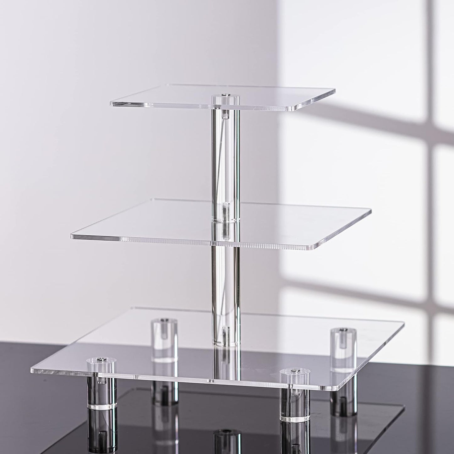 3-Tier Acrylic Cupcake Stand - Elegant Dessert Display Tower in Gold (Model 3SG-V2)