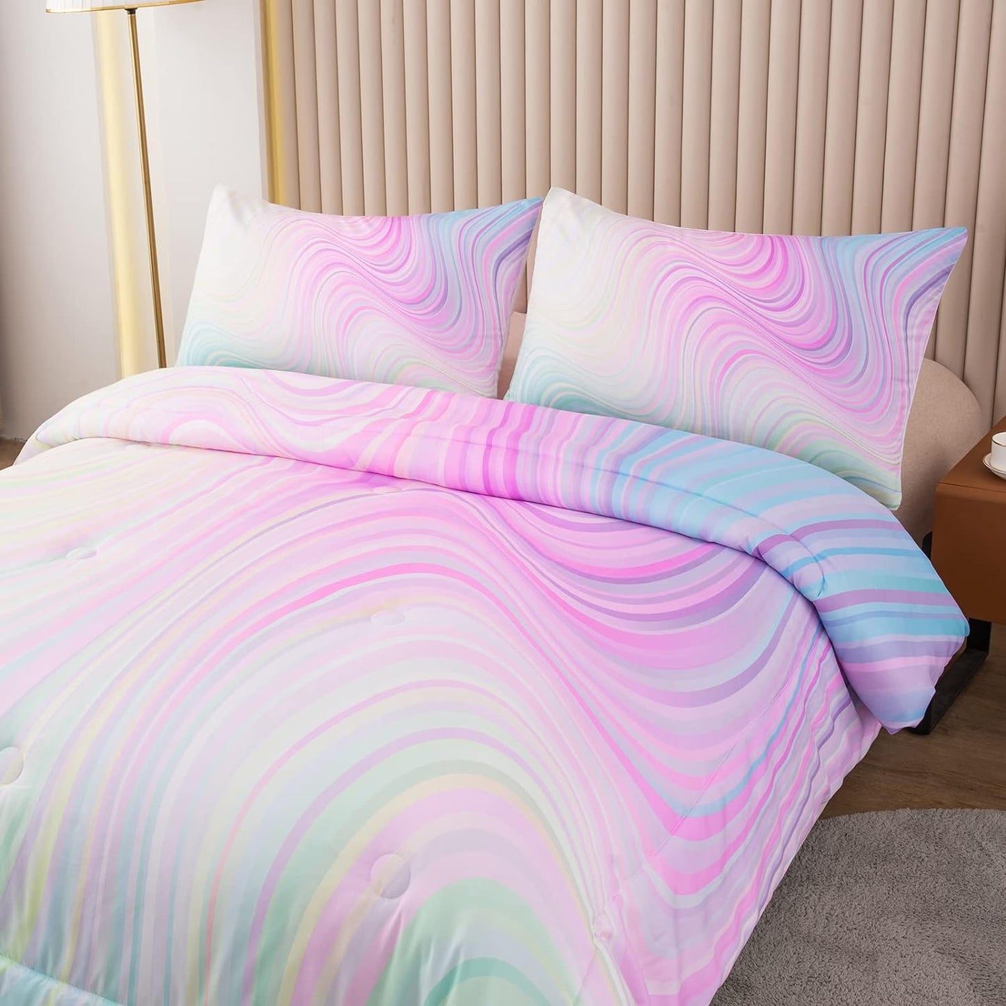 Bodhi Rainbow Graffiti Football Bedding for Boys & Teens - Full Comforter Set with Matching Pillowcases