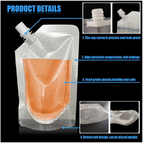 6-Piece Reusable Drinking Flasks - Juice & Liquor Pouch, Concealable Plastic, 12 oz with Funnel