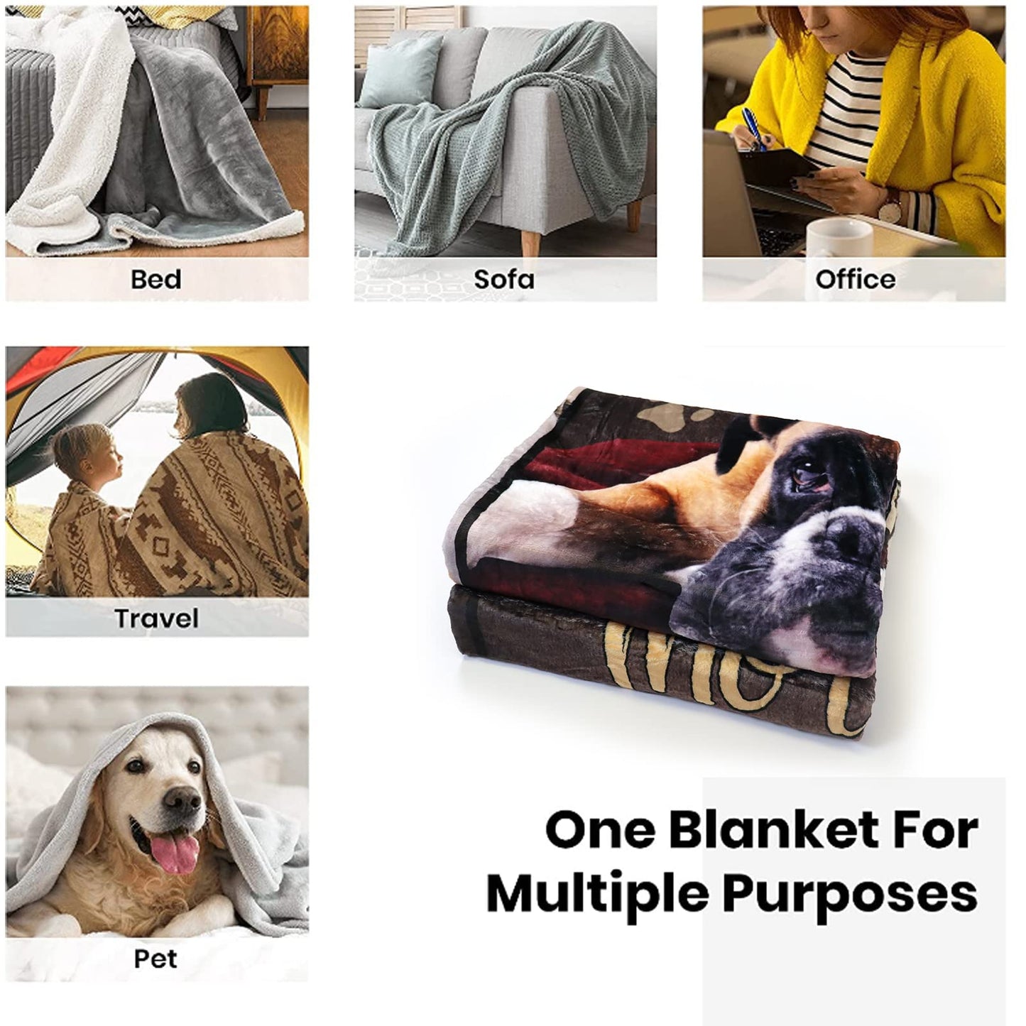 Tupmnbry Boxer Dog Blanket Cute Puppy Throw Blanket Super Soft Flannel Throw Blanket Lightweight Fluffy Plush Fuzzy Bed Blanket for Cute Pet 50"X60"