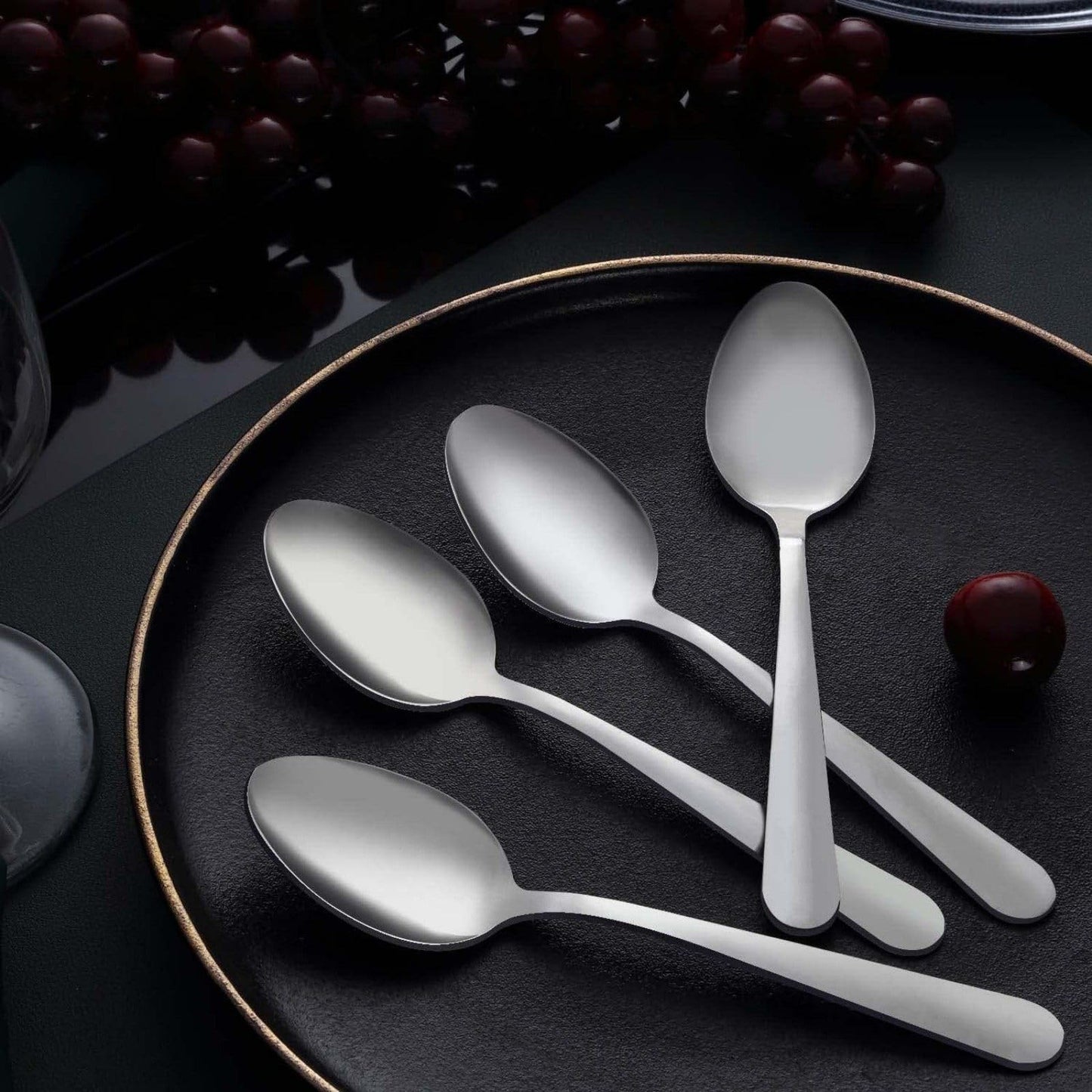 Unokit 24-Piece Tea Spoons Set Silverware - 6.7 inch Stainless Steel Spoon, Dessert, Table, Silverware Spoons Only for Home, Kitchen or Restaurant - Mirror Polished, Dishwasher Safe