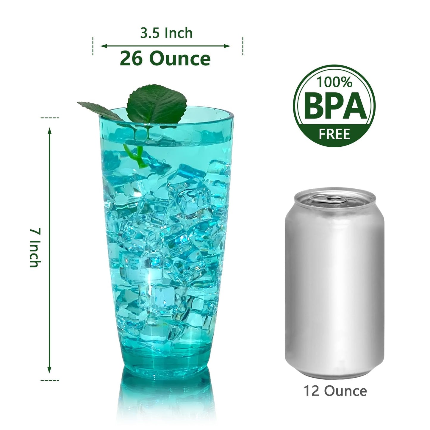Yanglonghui 26-Ounce Plastic Tumblers (Set of 6), Reusable Plastic Mugs, BPA-Free Acrylic to Drink Mugs, Shatter Resistant, Textured Interior, Dishwasher Safe (Multi Color, 26 Ounce)
