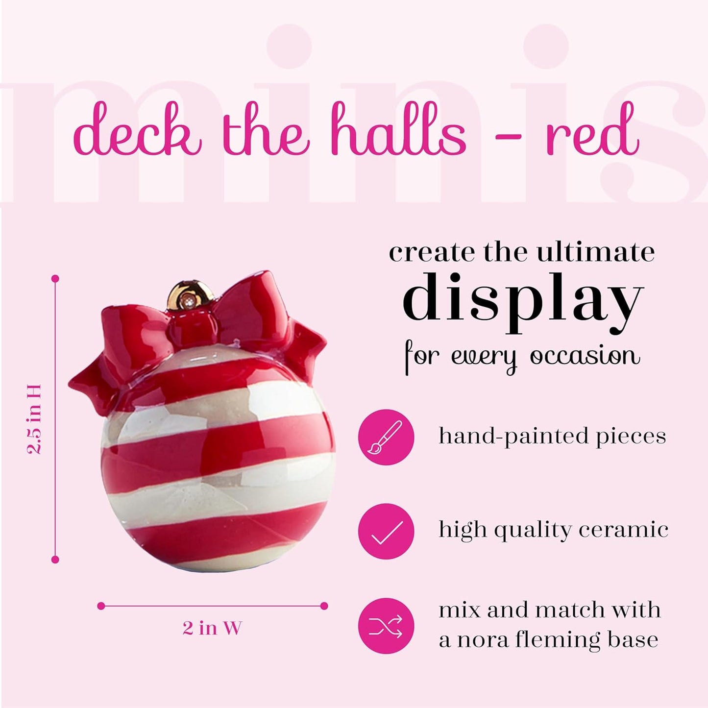 Deck The Halls Red & White Hand-Painted Ceramic Ornament | Nora Fleming Winter Decor