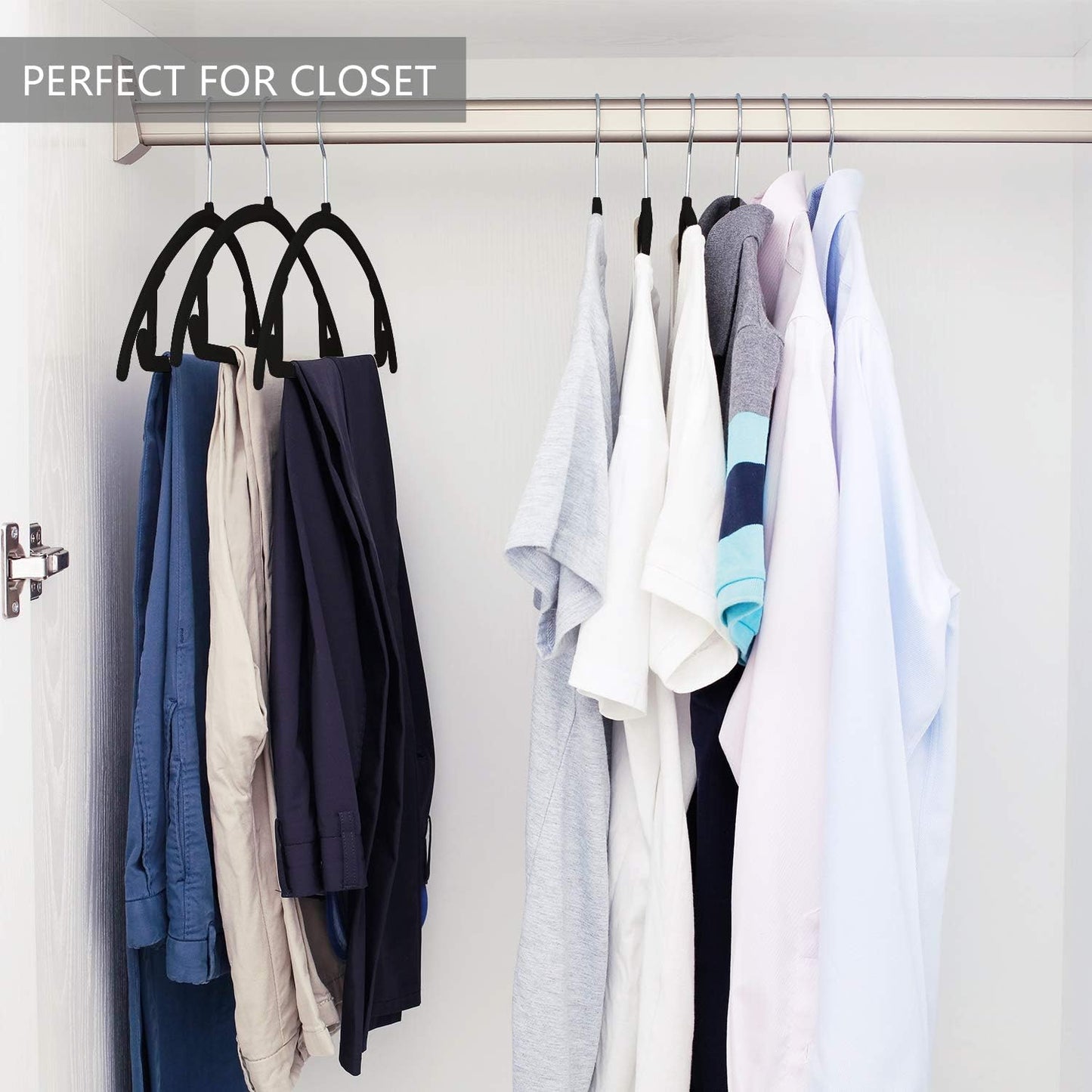 MIZGI Premium Velvet Hangers - Heavy-Duty Non-Slip Suit Hangers with Chrome Hooks | 50 Pack for Coats, Sweaters, and Pants
