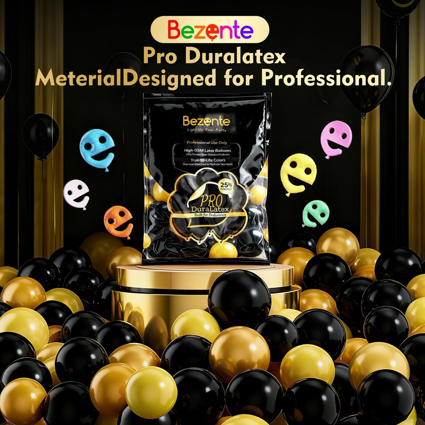Bezente Pro Duralatex Metallic Silver Balloons - 100 Pack 12 inch Extra-Thick Silver Balloons for Long-Lasting Professional Party Decorations, Large Birthday Wedding Anniversary