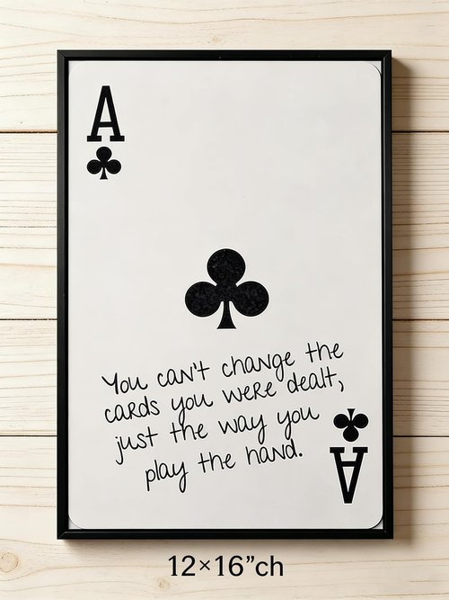 GEFQBBLD Funny Lucky Ace Poker Wall Art - Retro Black & White Canvas Print | 8x10in Framed Decor