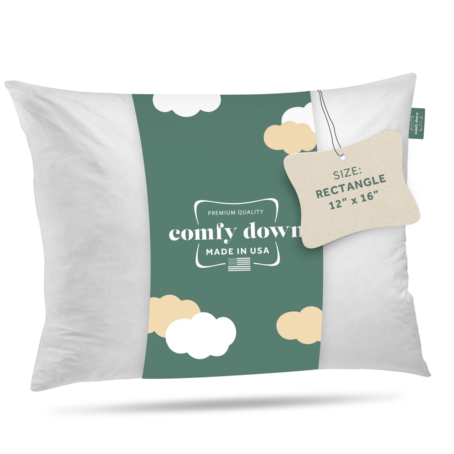 ComfyDown Decorative Throw Pillow Insert, Down and Feather Fill, 100% Cotton Cover, 233 Thread Count - Made in USA (12 X 16)