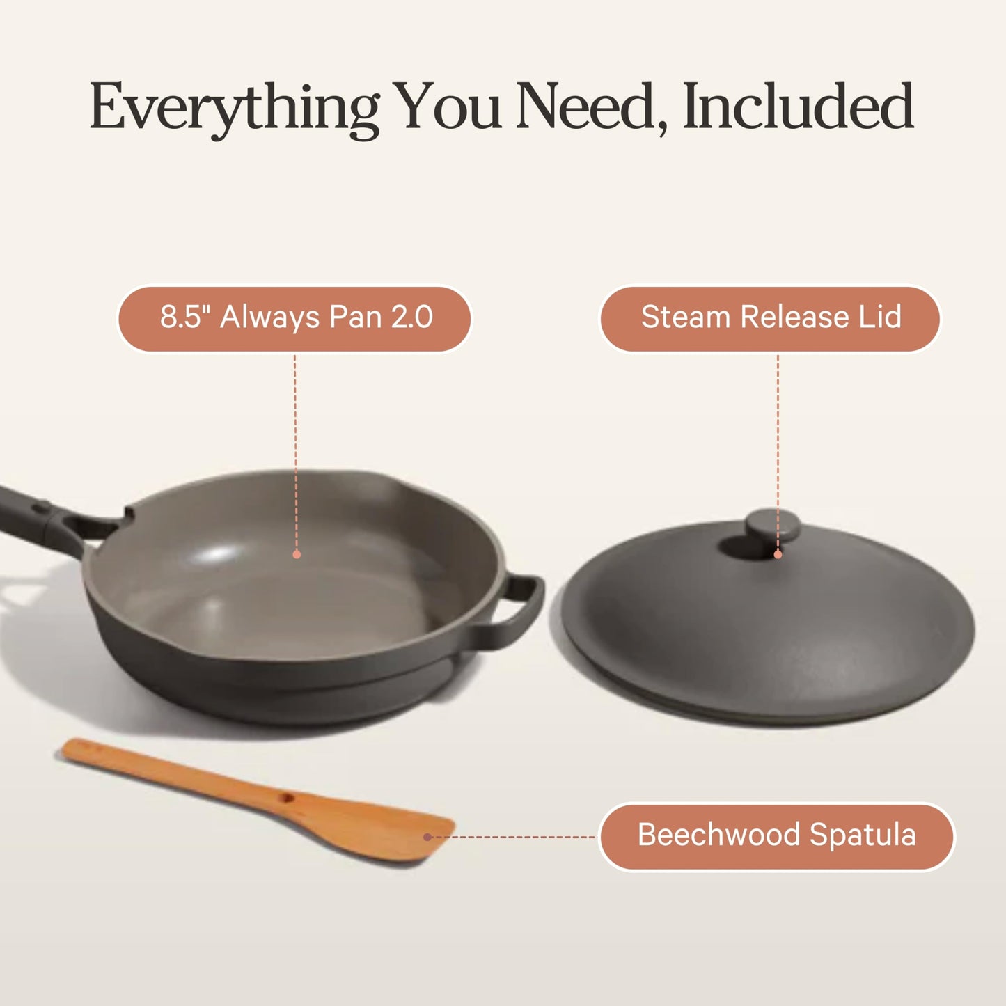 Our Place Mini Always Pan | 8.5" Ceramic Pan with Modular Lid & Beechwood Spatula | Patented 10-in-1 Nonstick, Non-Toxic Cookware Made Without PFAS | Induction & Oven-Safe up to 450°F | Char