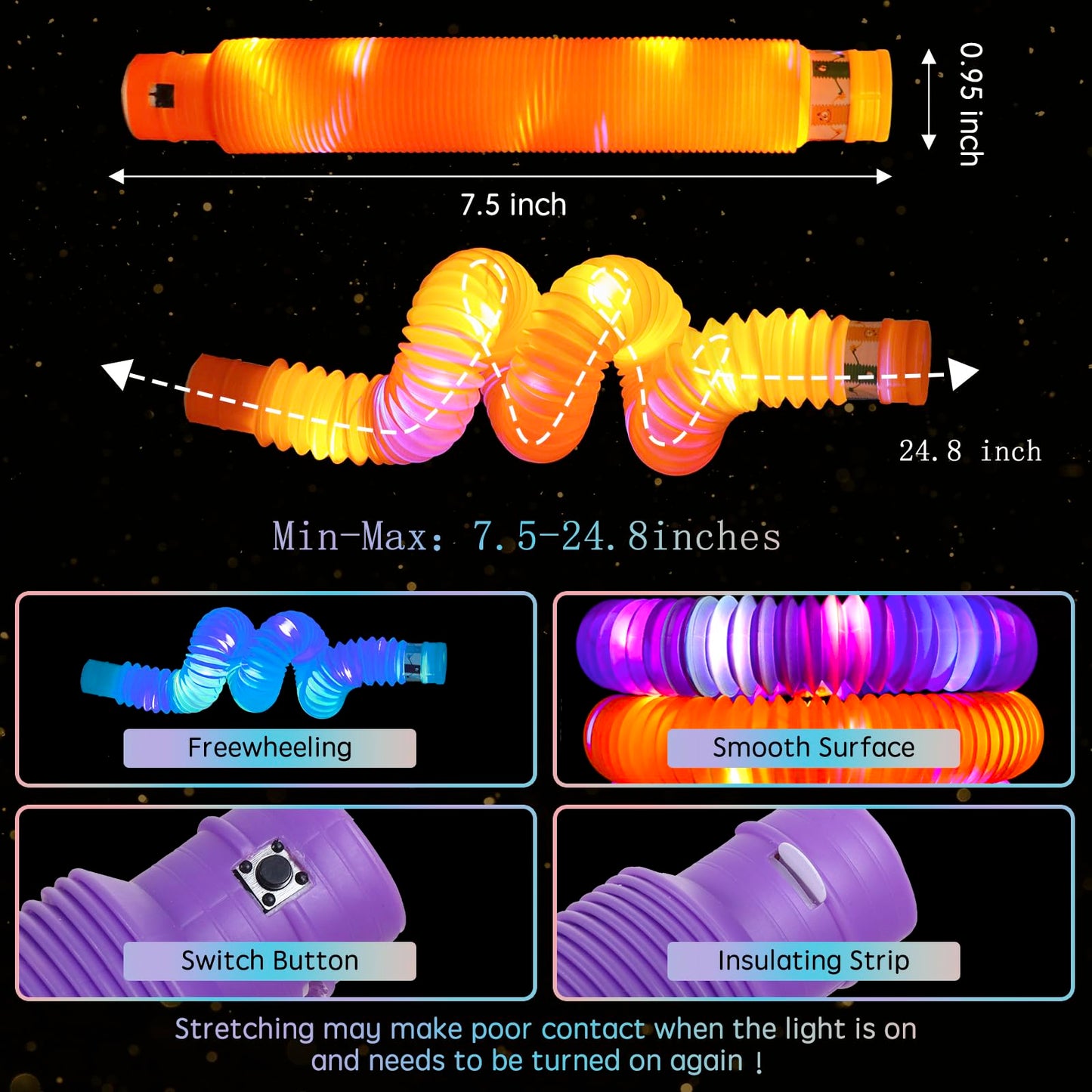 SUNPROUND 36 Pack Glow Sticks Party Favors Light Up Pop Tubes Sensory Toys LED Glow Sticks Camping Necklaces Bracelets Birthday Goodie Bag Stuffers Classroom Prizes Gifts Halloween Easter